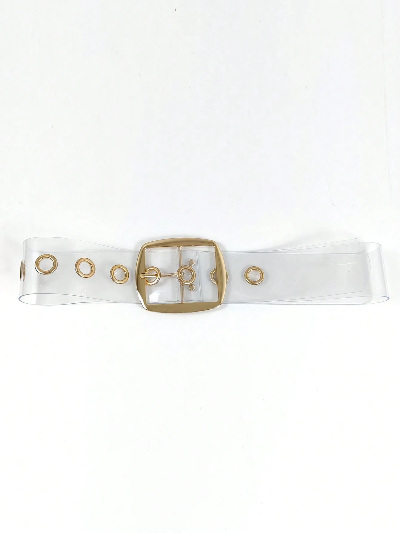 1pc Square Buckle Transparent Belt - Clear