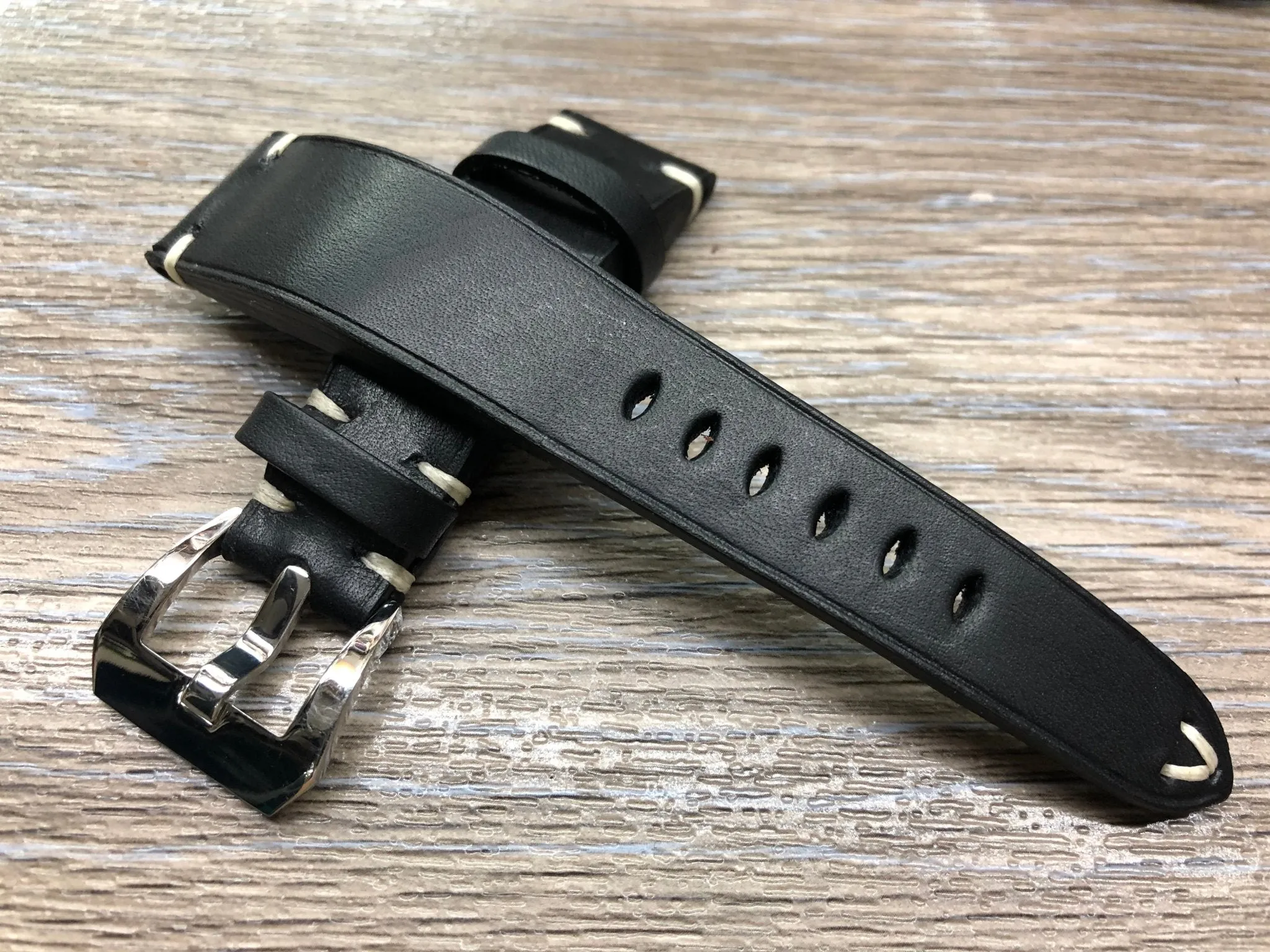 22mm Watch Straps Leather, 20mm Black Bremont Leather Watch Bands, Mens Watch Wristbands, Personalise Gift Idea