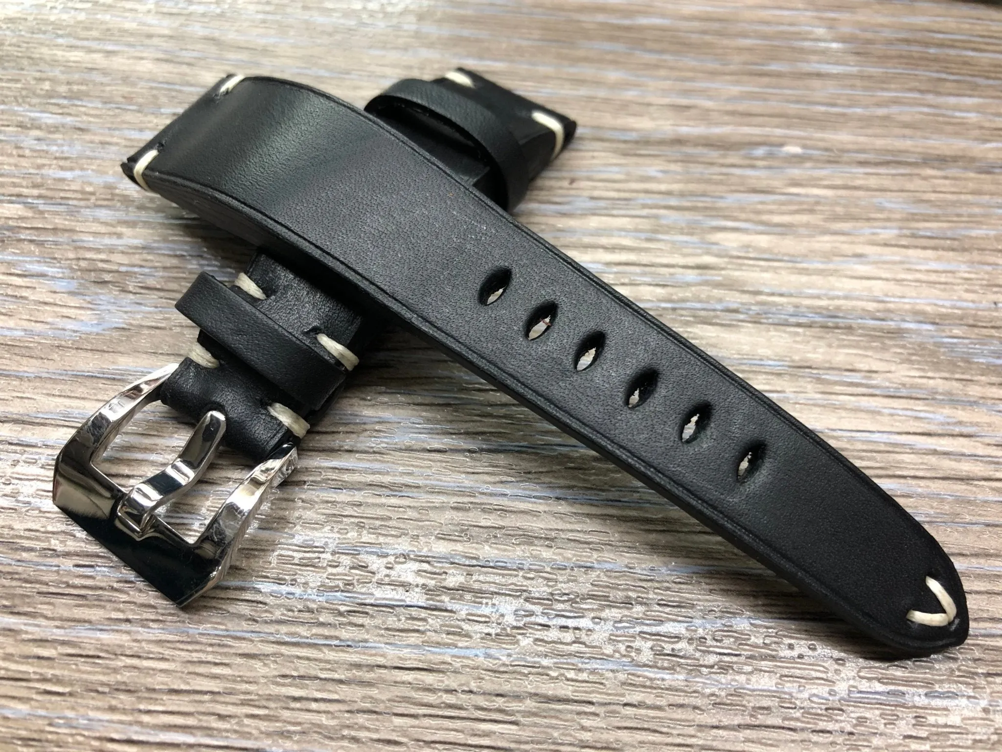 22mm Watch Straps Leather, 20mm Black Bremont Leather Watch Bands, Mens Watch Wristbands, Personalise Gift Idea