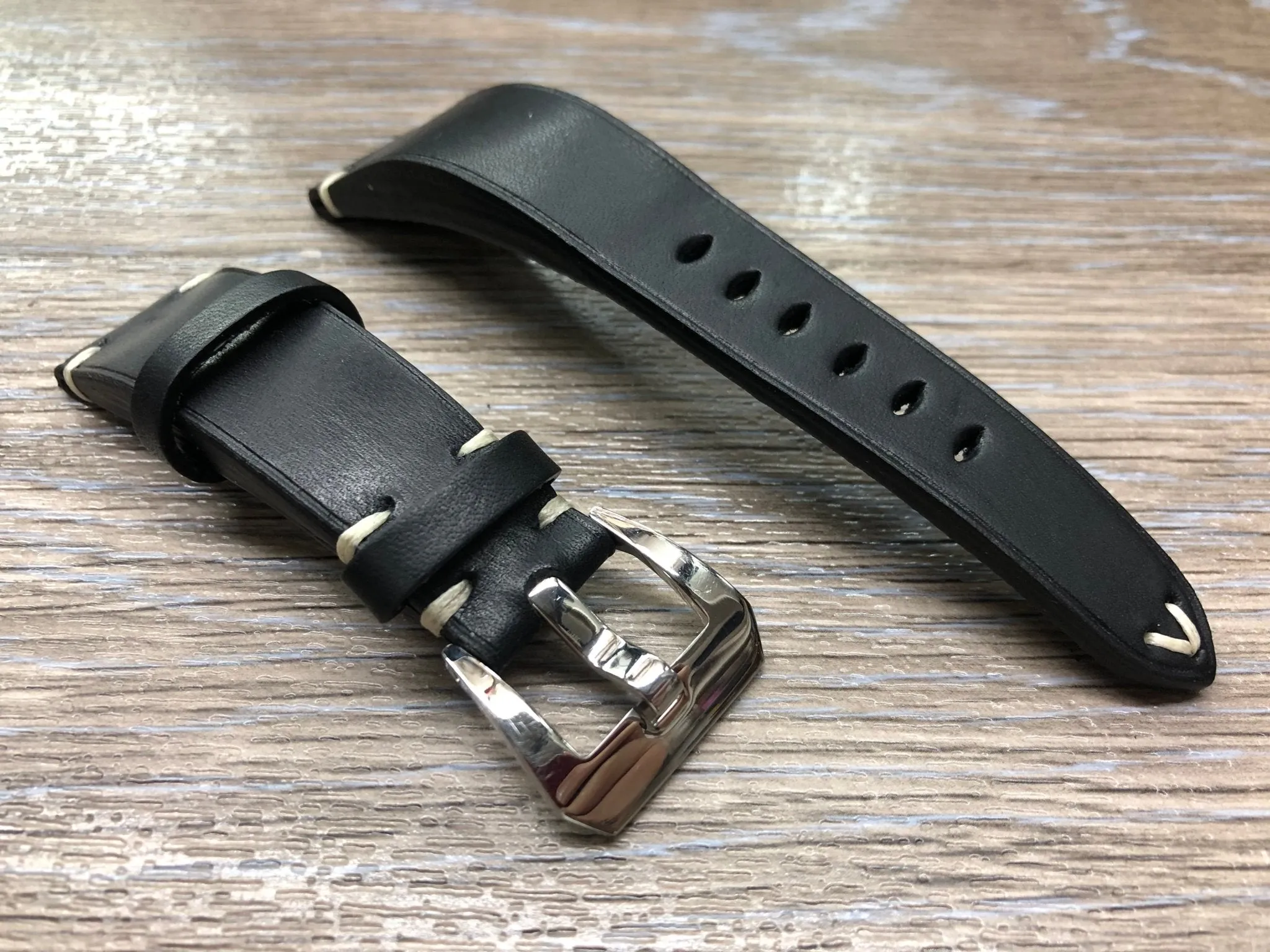 22mm Watch Straps Leather, 20mm Black Bremont Leather Watch Bands, Mens Watch Wristbands, Personalise Gift Idea