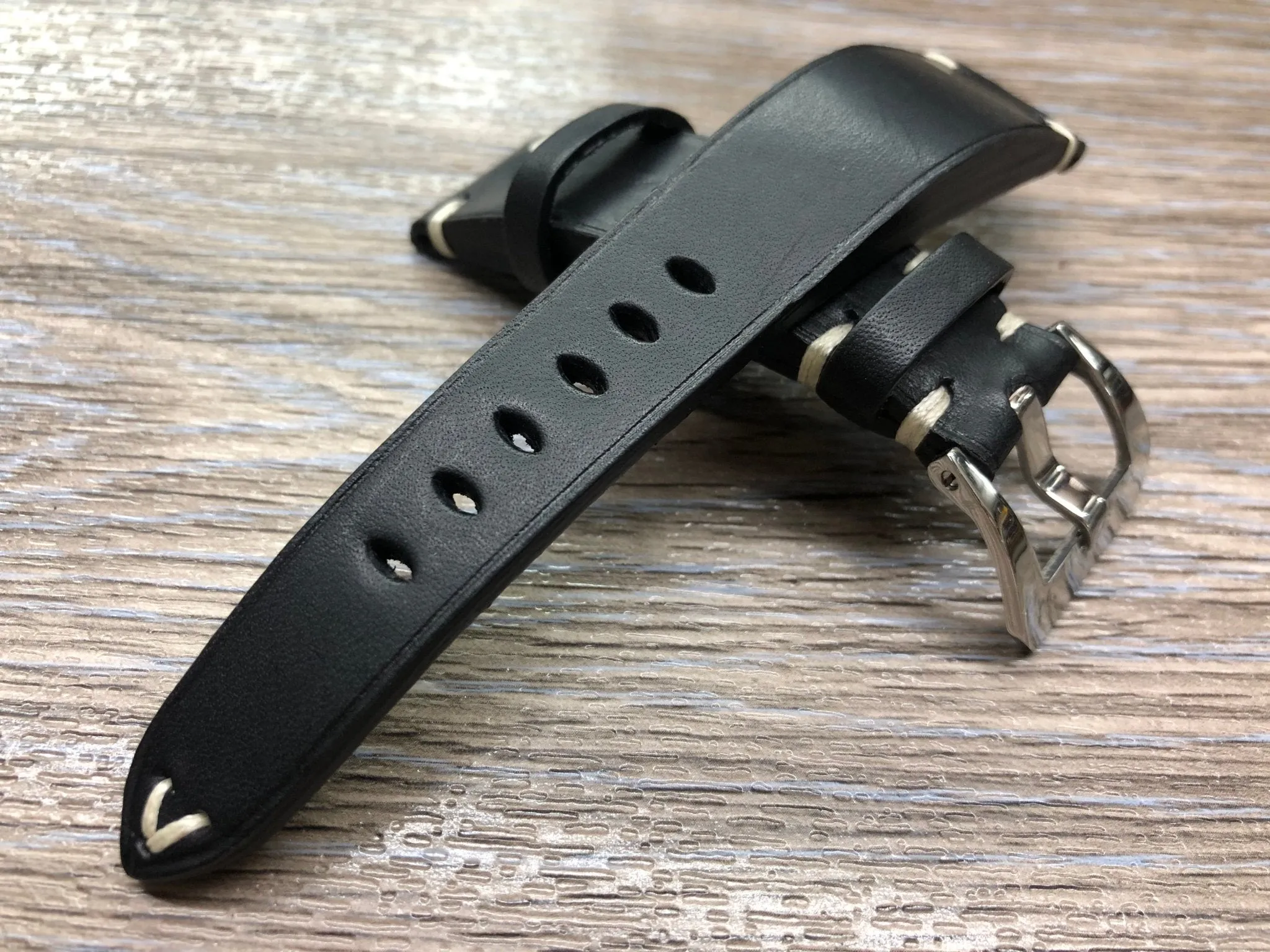 22mm Watch Straps Leather, 20mm Black Bremont Leather Watch Bands, Mens Watch Wristbands, Personalise Gift Idea