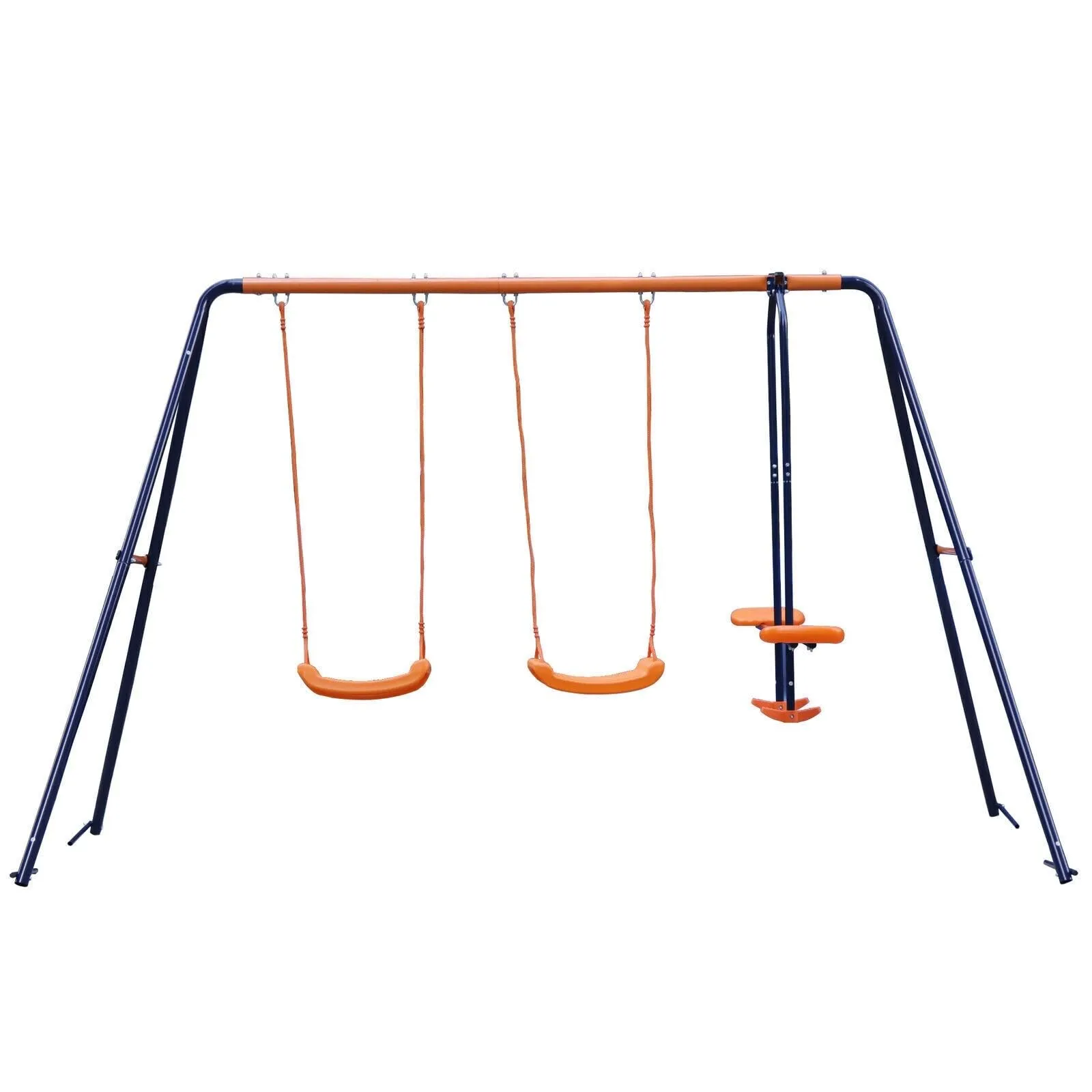 3 in 1 Children Kids Swing Set for Backyard Blue odern Contemporary