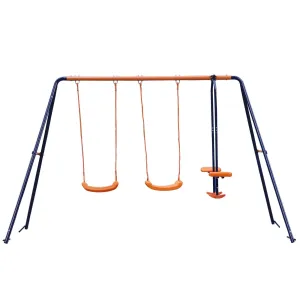 3 in 1 Children Kids Swing Set for Backyard Blue odern Contemporary