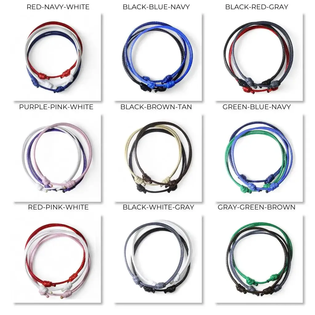 3-Piece Wax Nylon Cord Bracelet Set - Colorful Trio