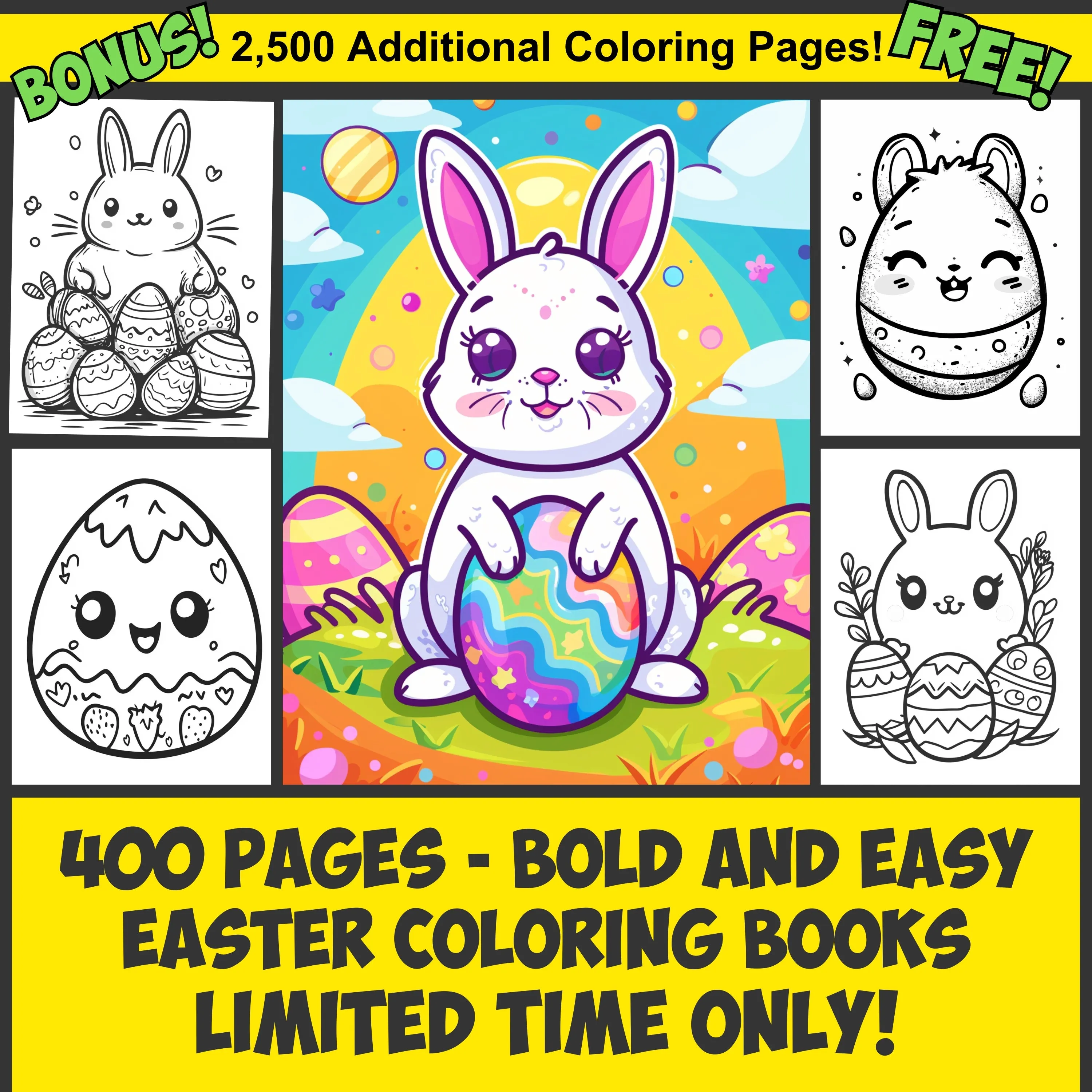 400 Plus Bold and Easy Easter Coloring Pages - BONUS: Plus 2,500 FREE Coloring Pages