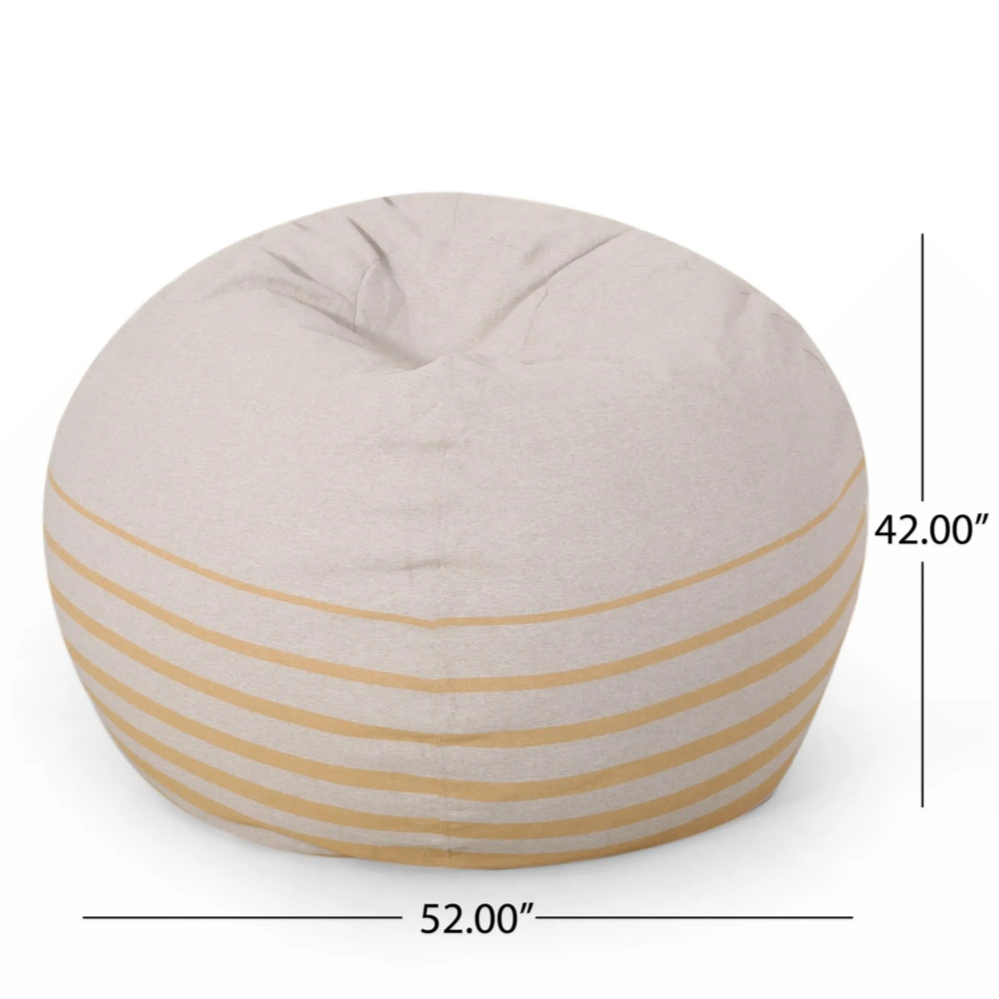 5 Foot Rounded Bean Bag Natural Color/Striped Yellow Modern