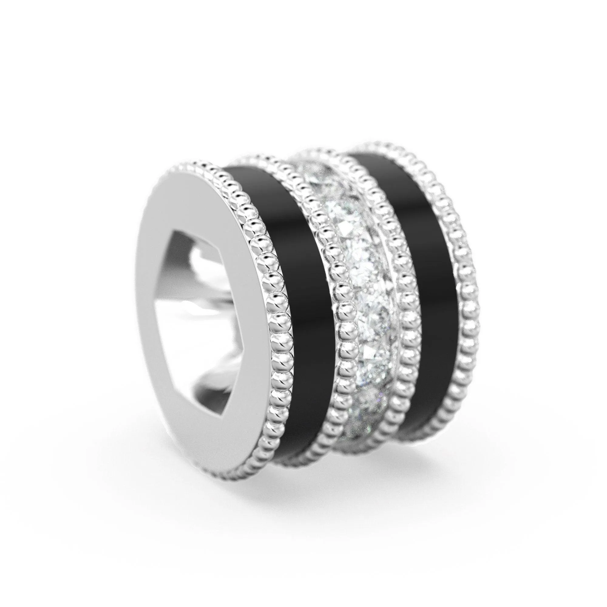 6.5mm Diamond Enamel Solid Gold Round Wheel Beads / Handmade Diamond Tyre Spacer / Black Enamel Rondelle / Jewelry Making Essentials Finding