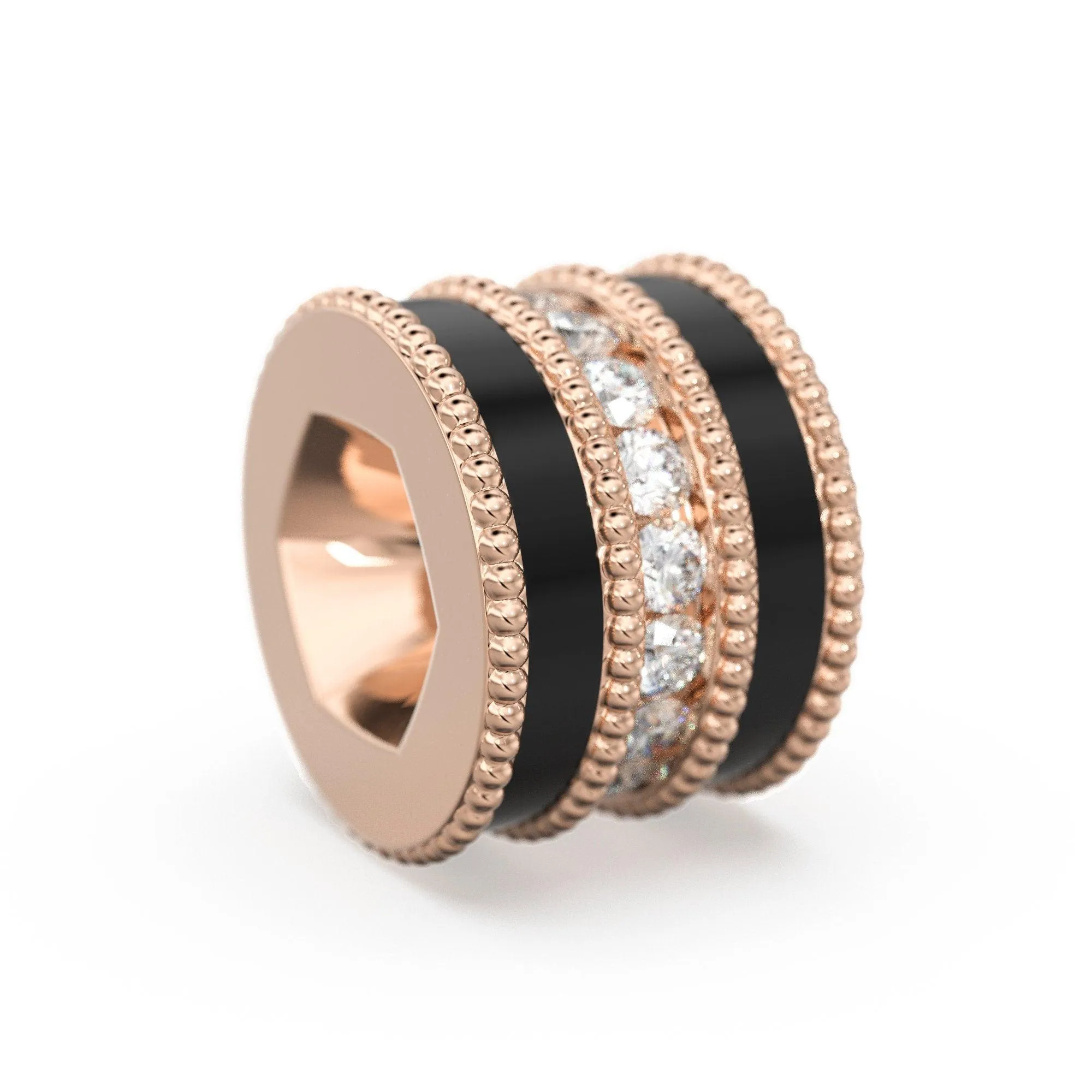 6.5mm Diamond Enamel Solid Gold Round Wheel Beads / Handmade Diamond Tyre Spacer / Black Enamel Rondelle / Jewelry Making Essentials Finding