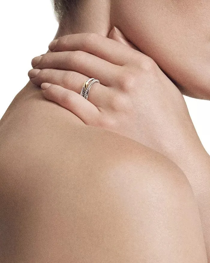 6mm X Crossover Ring Dainty Ring Engagement Ring Set - Sterling Silver Wedding Set - White Sapphire Stacking Set - Rose Engagement Ring Set