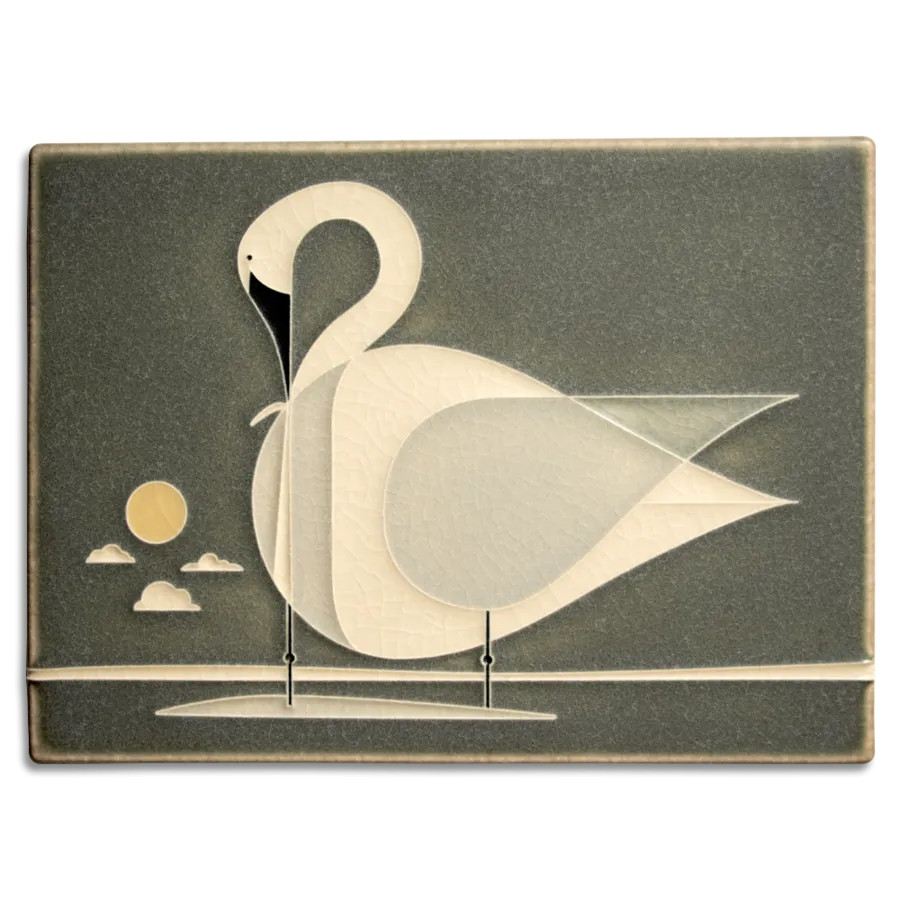 6x8 Trumpeter Swan Tile (Charlie Harper) by Motawi Tileworks