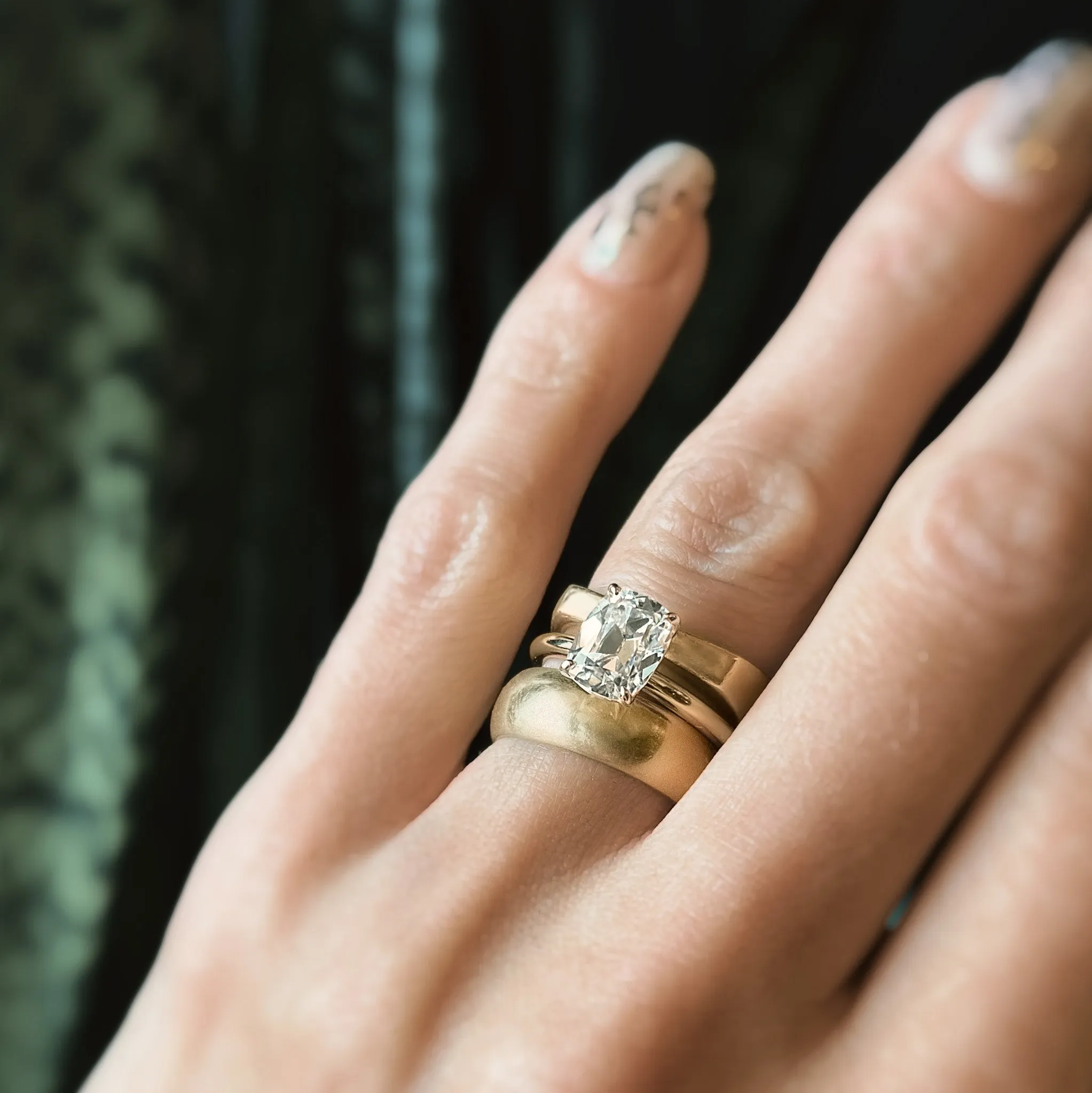 9K Elongated Antique Cushion Cut Moissanite Ring