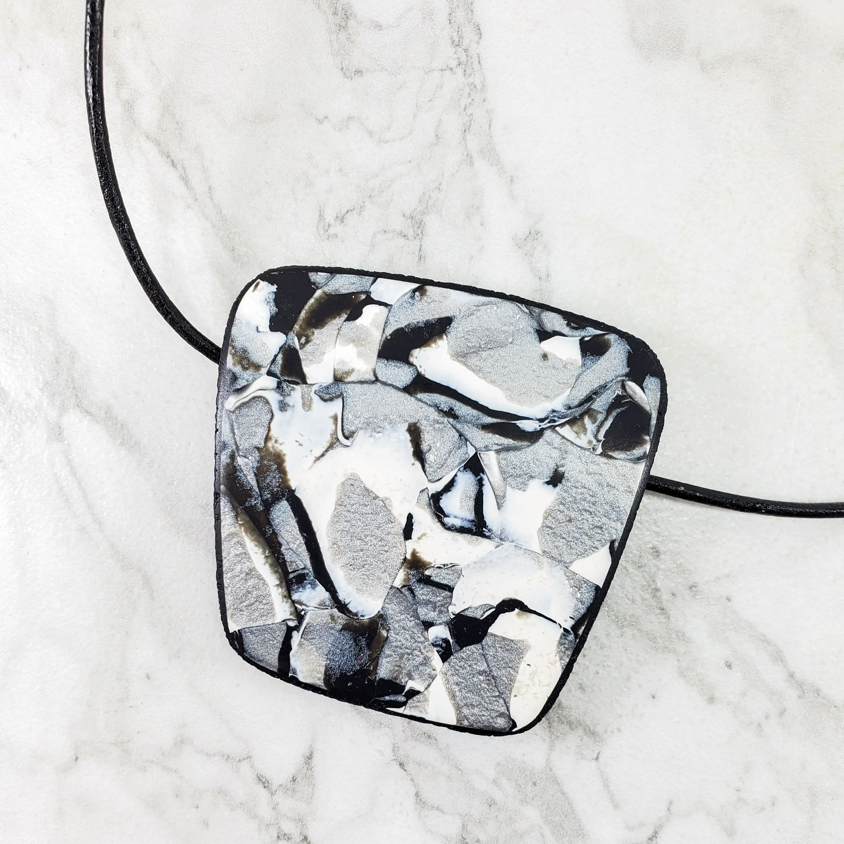 Abstract Square Pendant - Calacatta