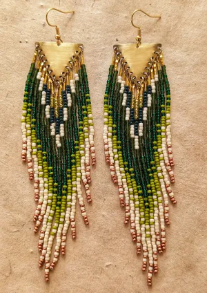 Adrienne Jungle Green Seed Beaded Earrings