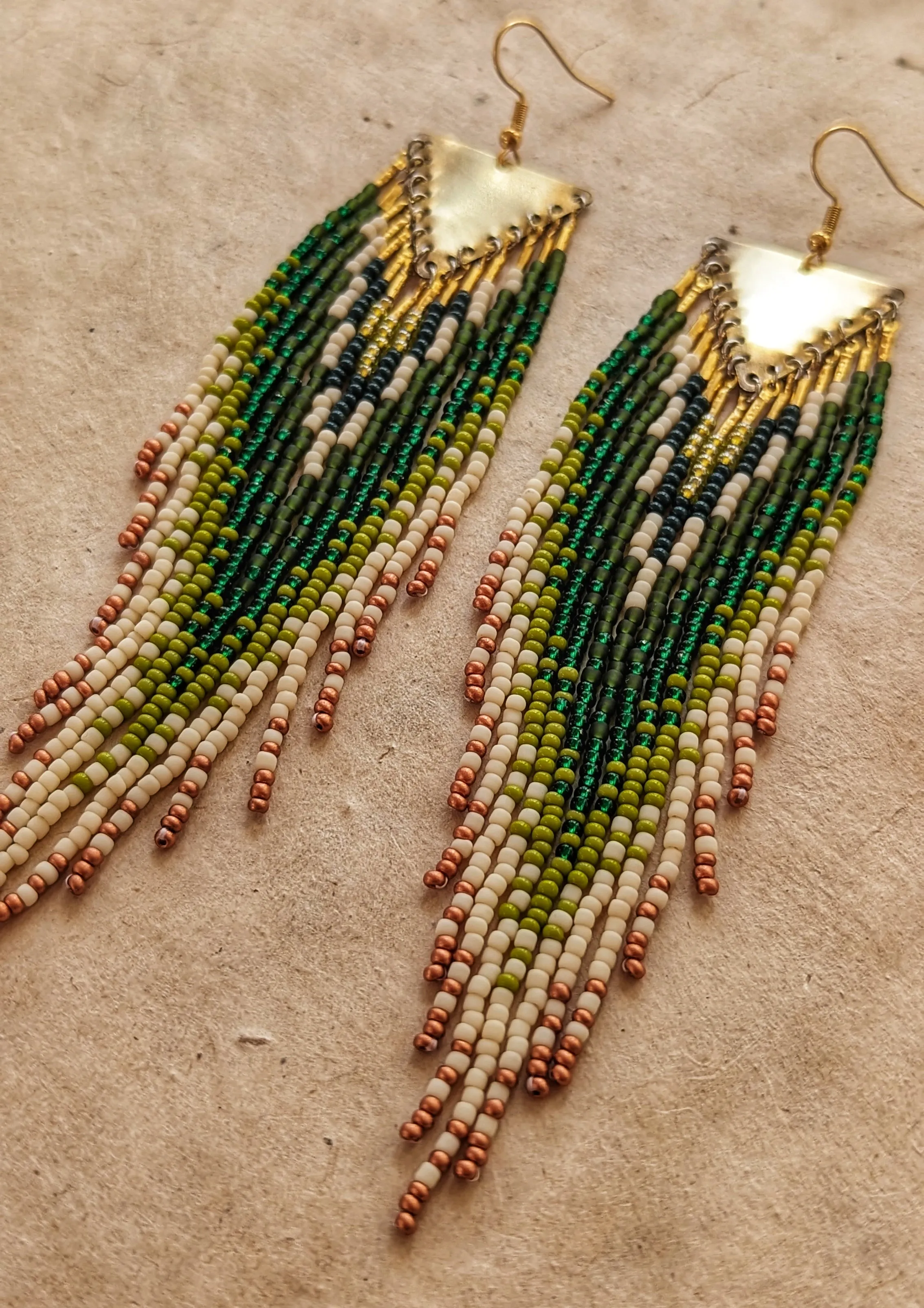 Adrienne Jungle Green Seed Beaded Earrings