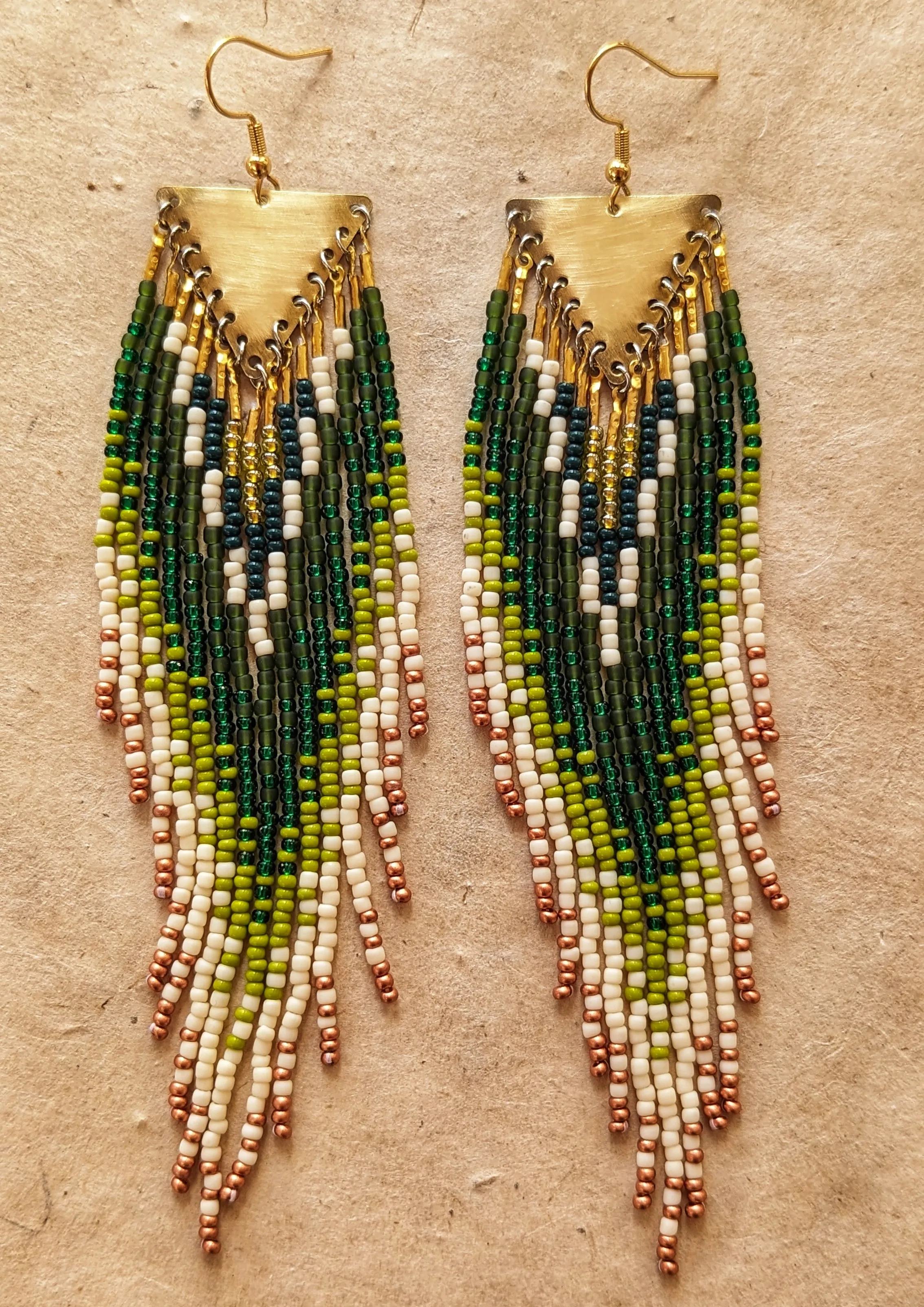 Adrienne Jungle Green Seed Beaded Earrings