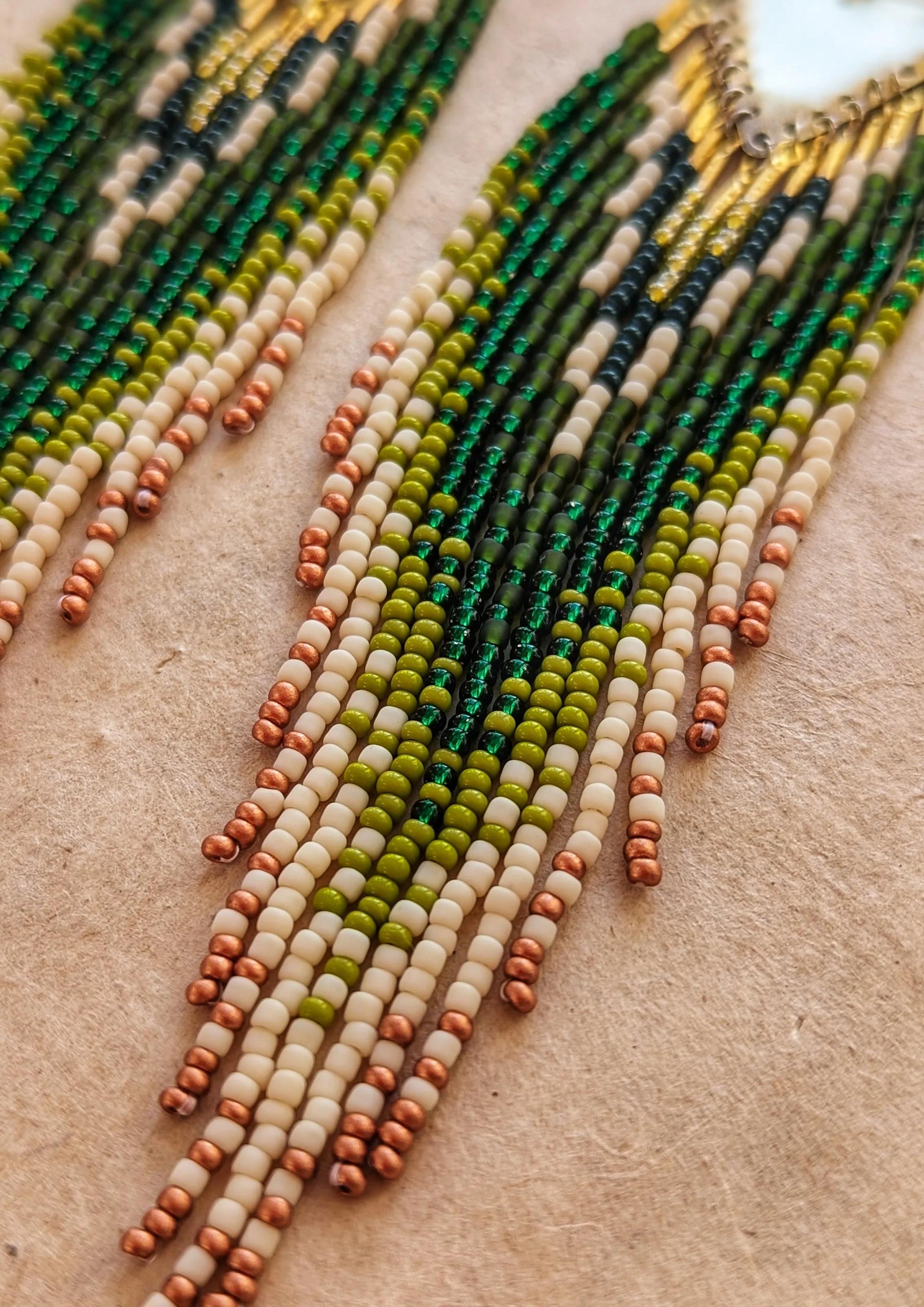 Adrienne Jungle Green Seed Beaded Earrings