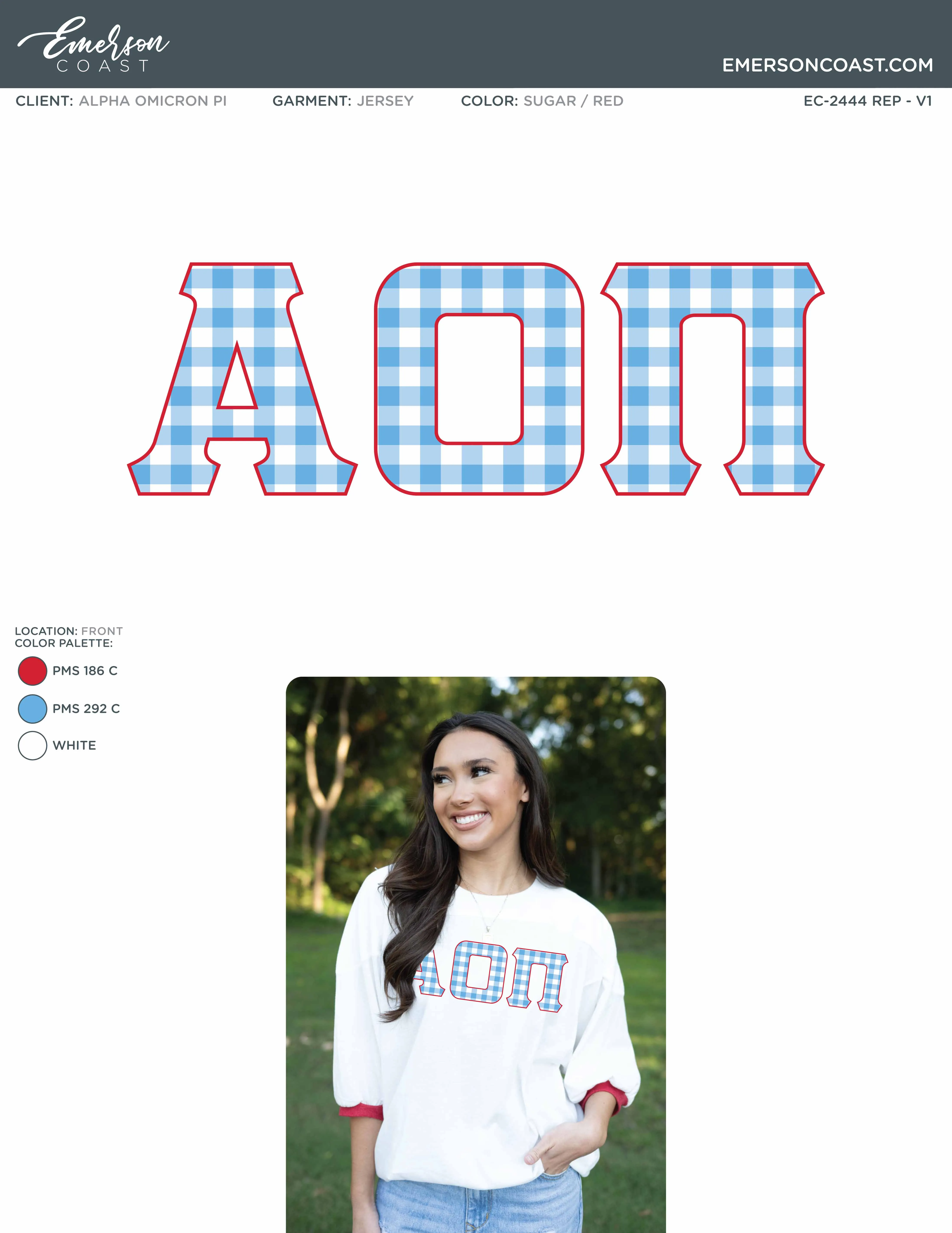 Alpha Omicron Pi Recruitment and Bid Day Greek Letter Jersey