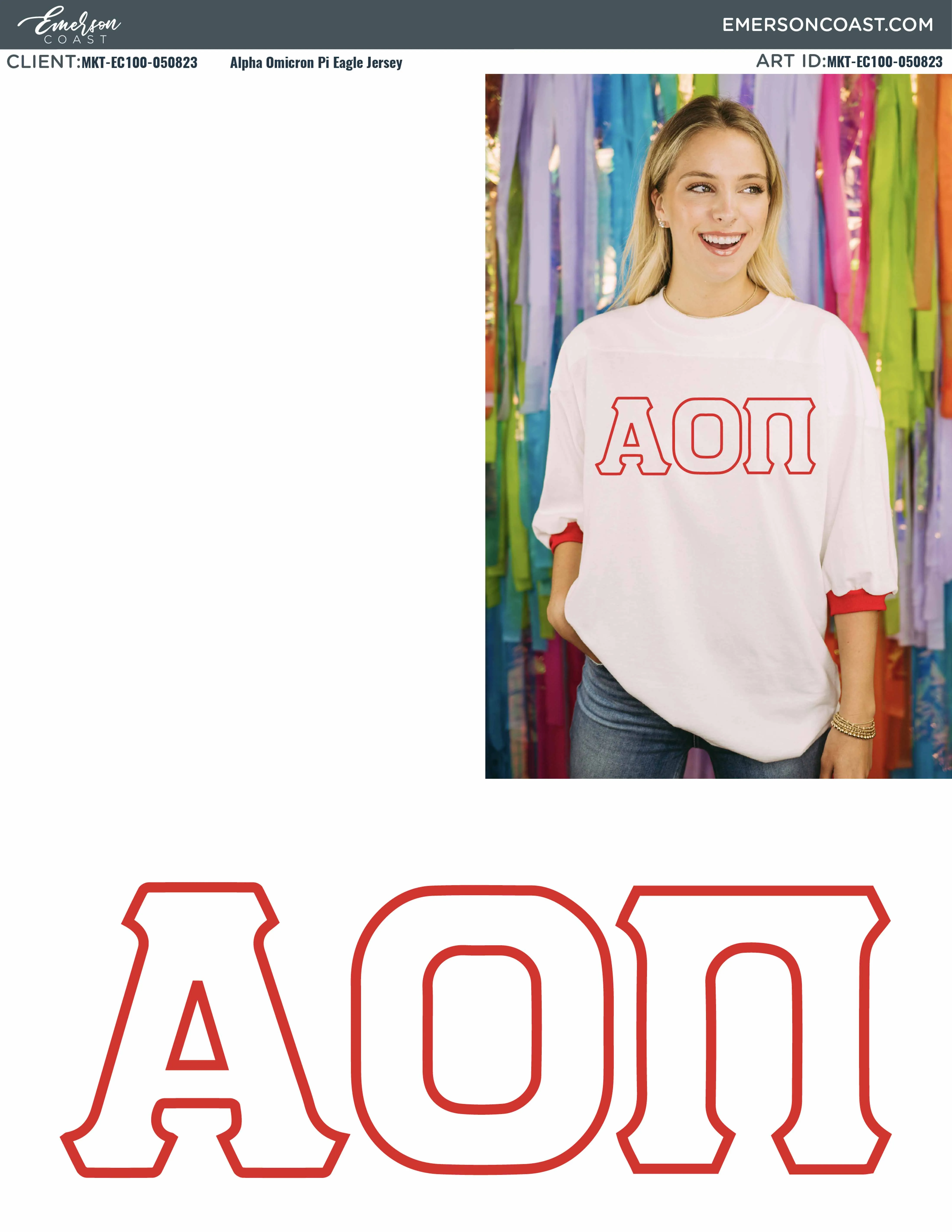 Alpha Omicron Pi Recruitment and Bid Day Greek Letter Jersey