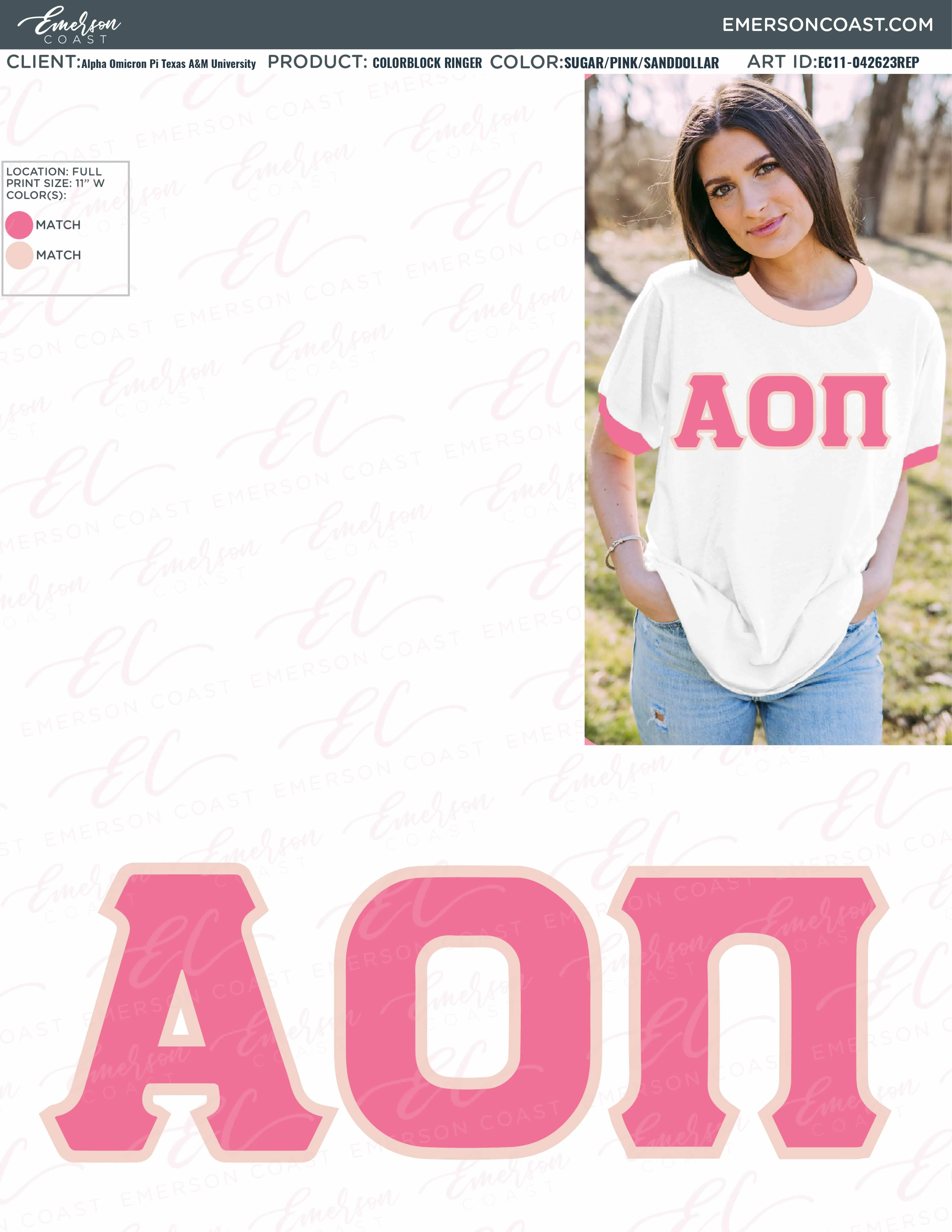 Alpha Omicron Pi Recruitment and Bid Day Greek Letter Jersey
