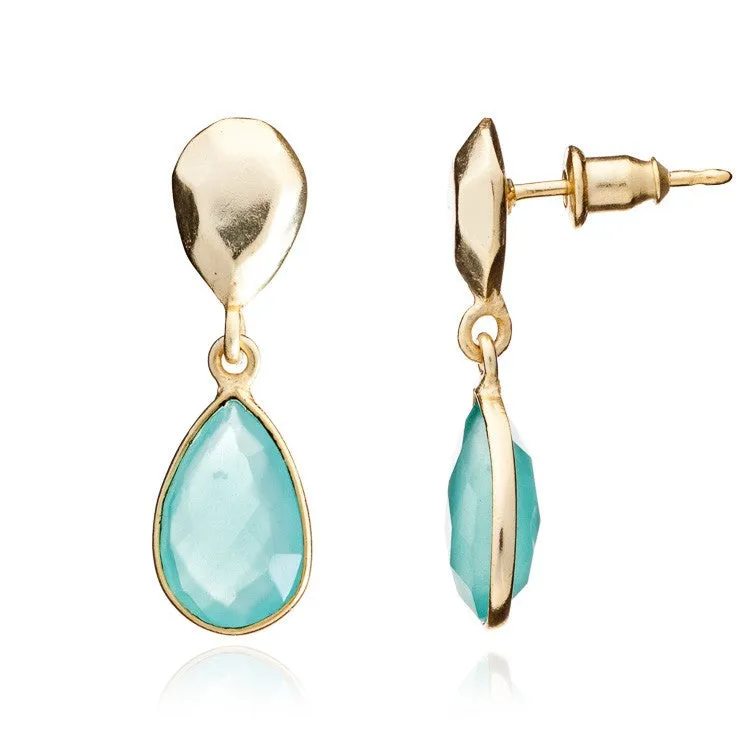 Althai' Gold Drop Earrings: Aqua Chalcedony or Labradorite (see drop down)