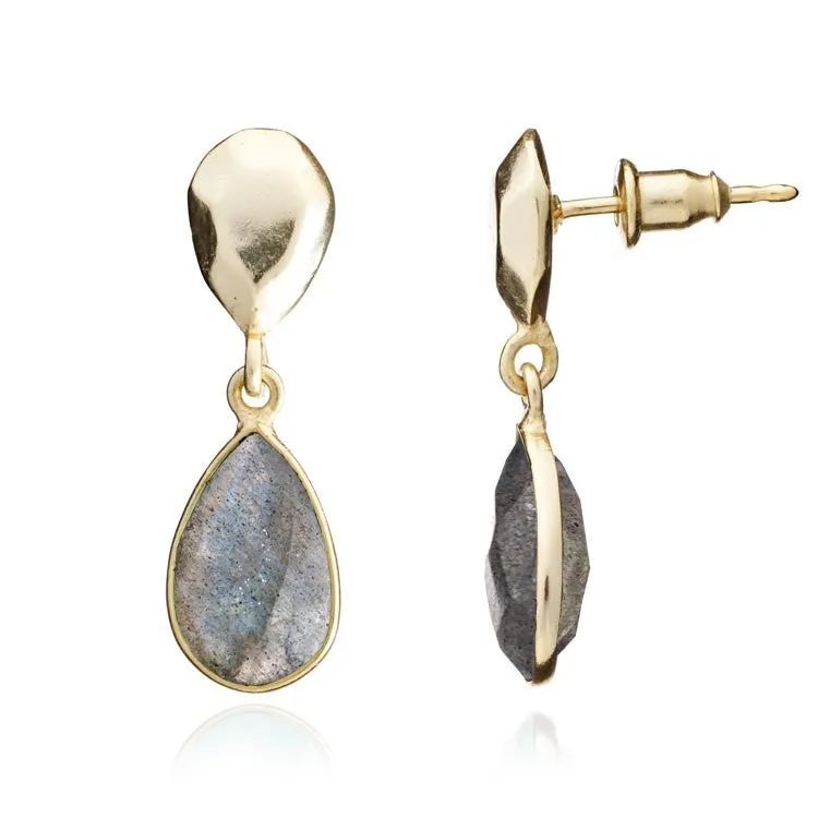 Althai' Gold Drop Earrings: Aqua Chalcedony or Labradorite (see drop down)