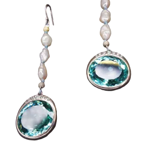 Aphrodite's Sea: tourmaline   diamond   pearl earrings