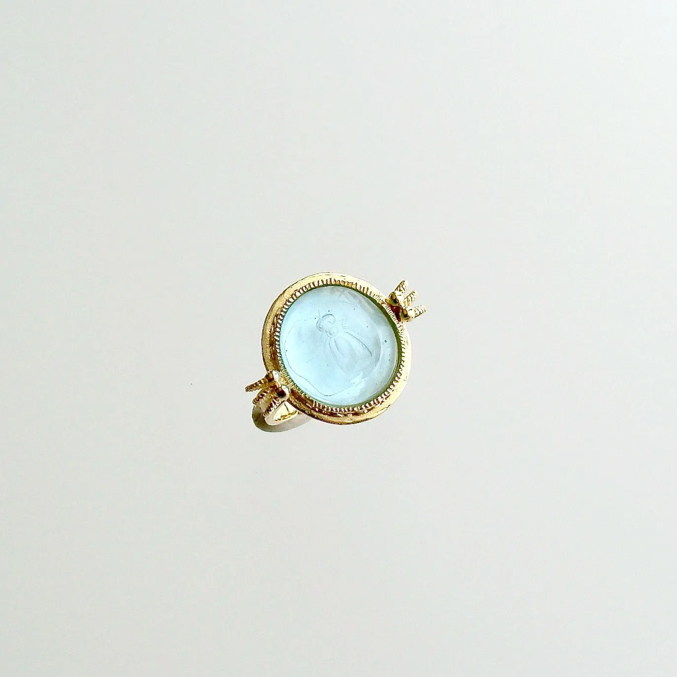 Aqua Napoleonic Bee Intaglio Ring - Peu d’Abelle Aqua Ring