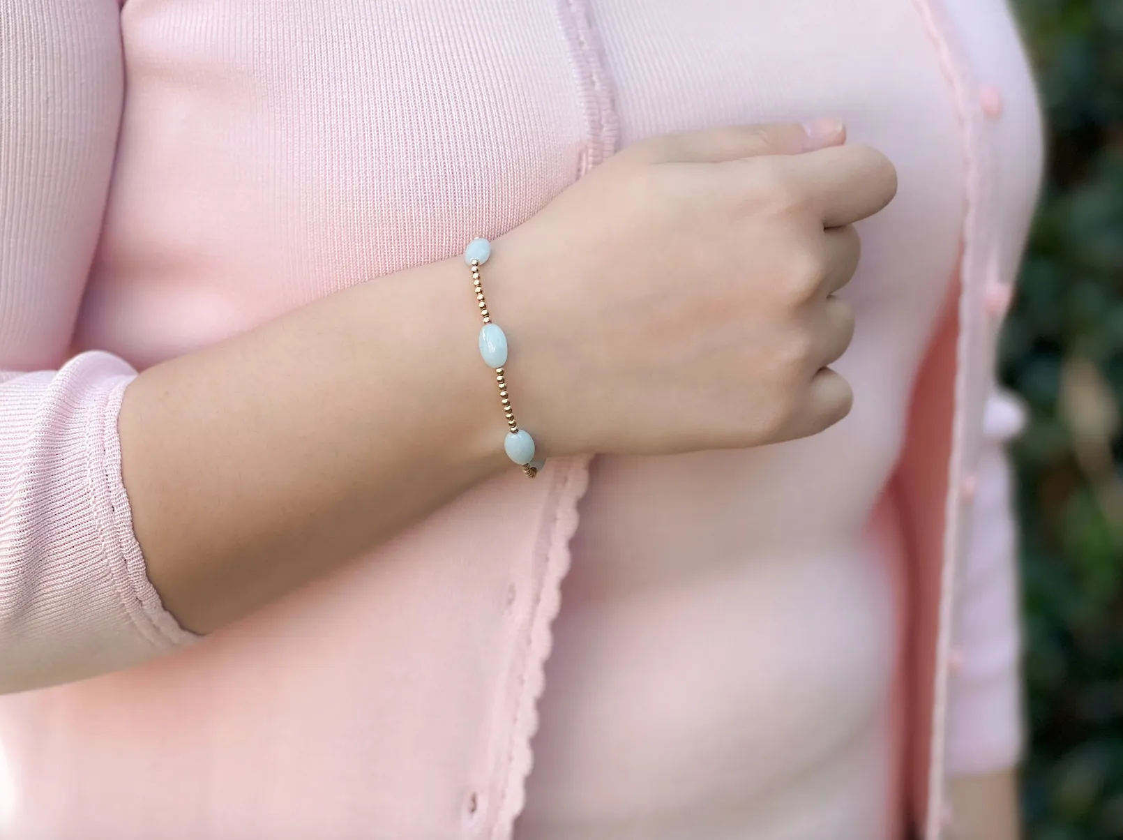 Aquamarine and Gold Bead Bracelet