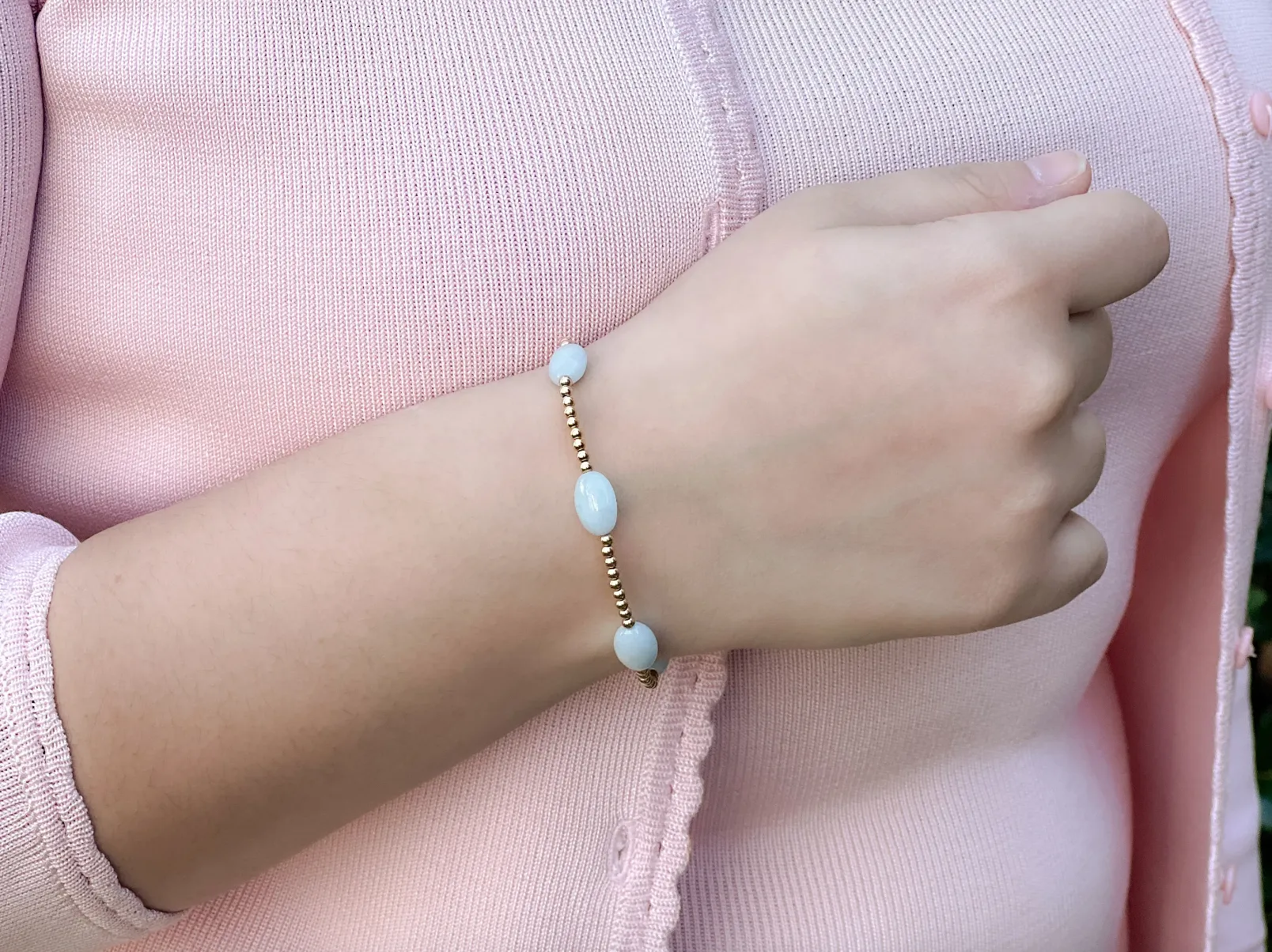 Aquamarine and Gold Bead Bracelet