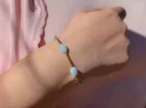 Aquamarine and Gold Bead Bracelet