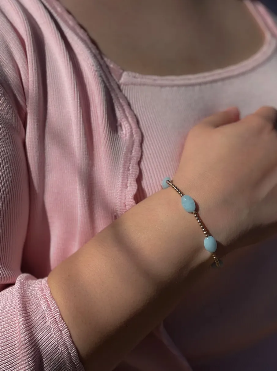 Aquamarine and Gold Bead Bracelet