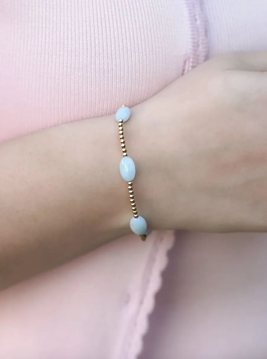 Aquamarine and Gold Bead Bracelet