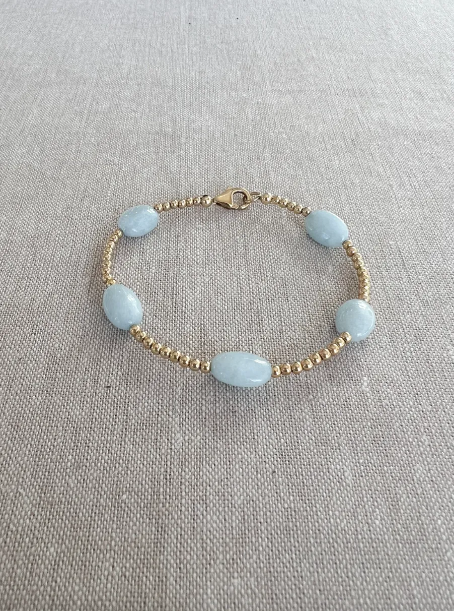 Aquamarine and Gold Bead Bracelet