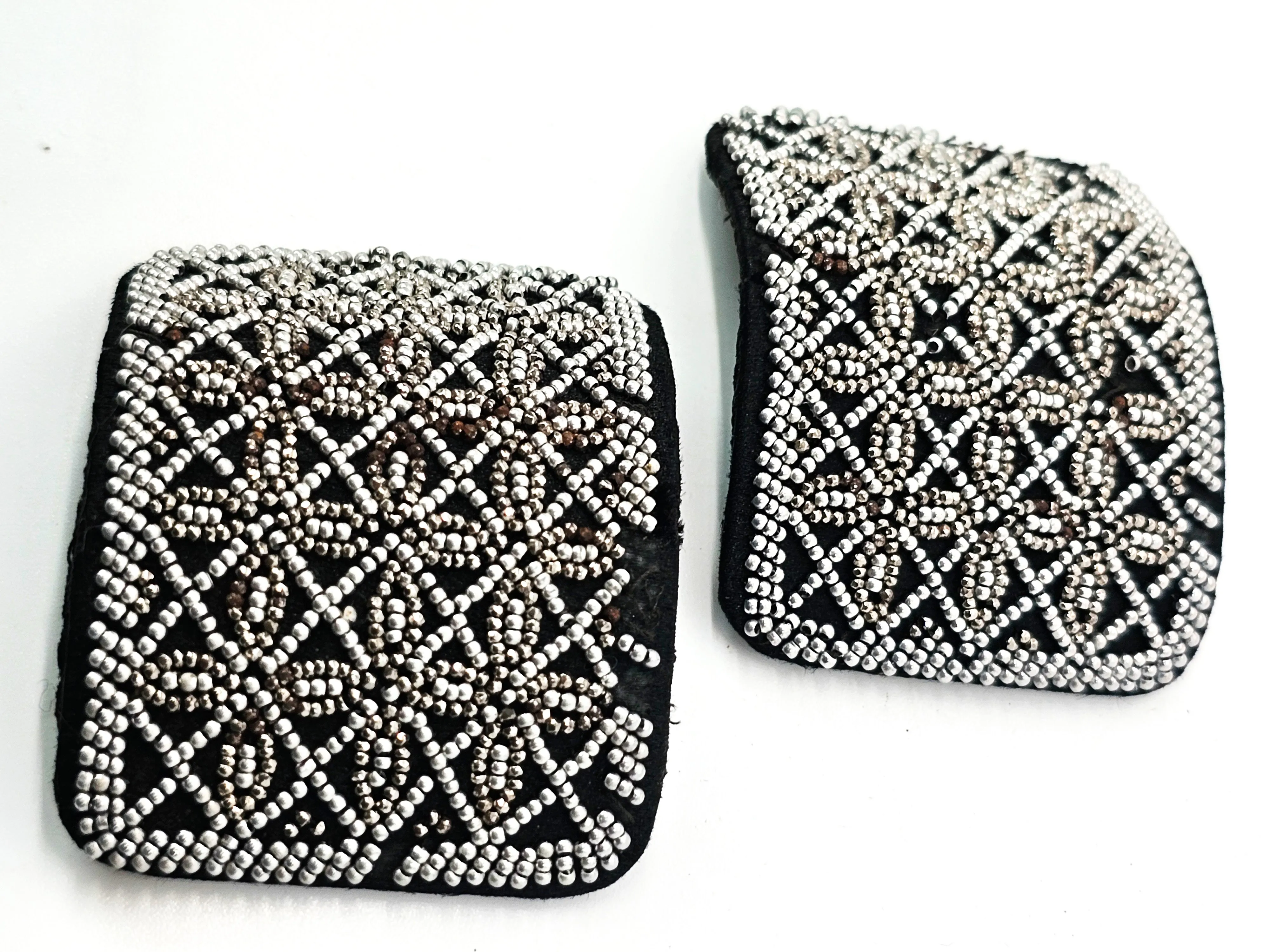 Art Deco French Steel Cut Sacred Geometry antique shoe clips pair