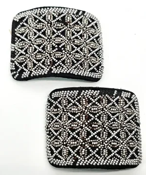 Art Deco French Steel Cut Sacred Geometry antique shoe clips pair