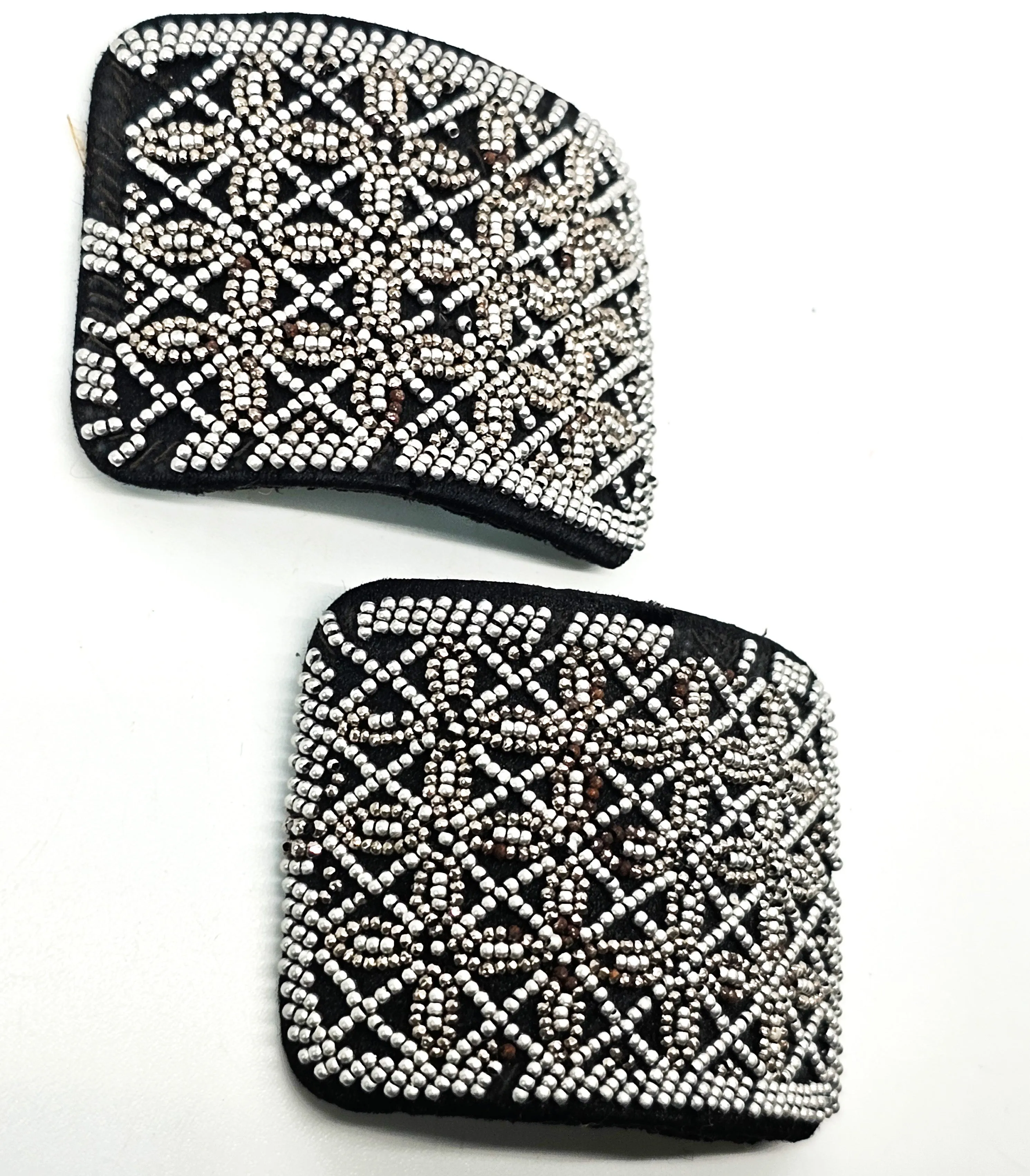 Art Deco French Steel Cut Sacred Geometry antique shoe clips pair