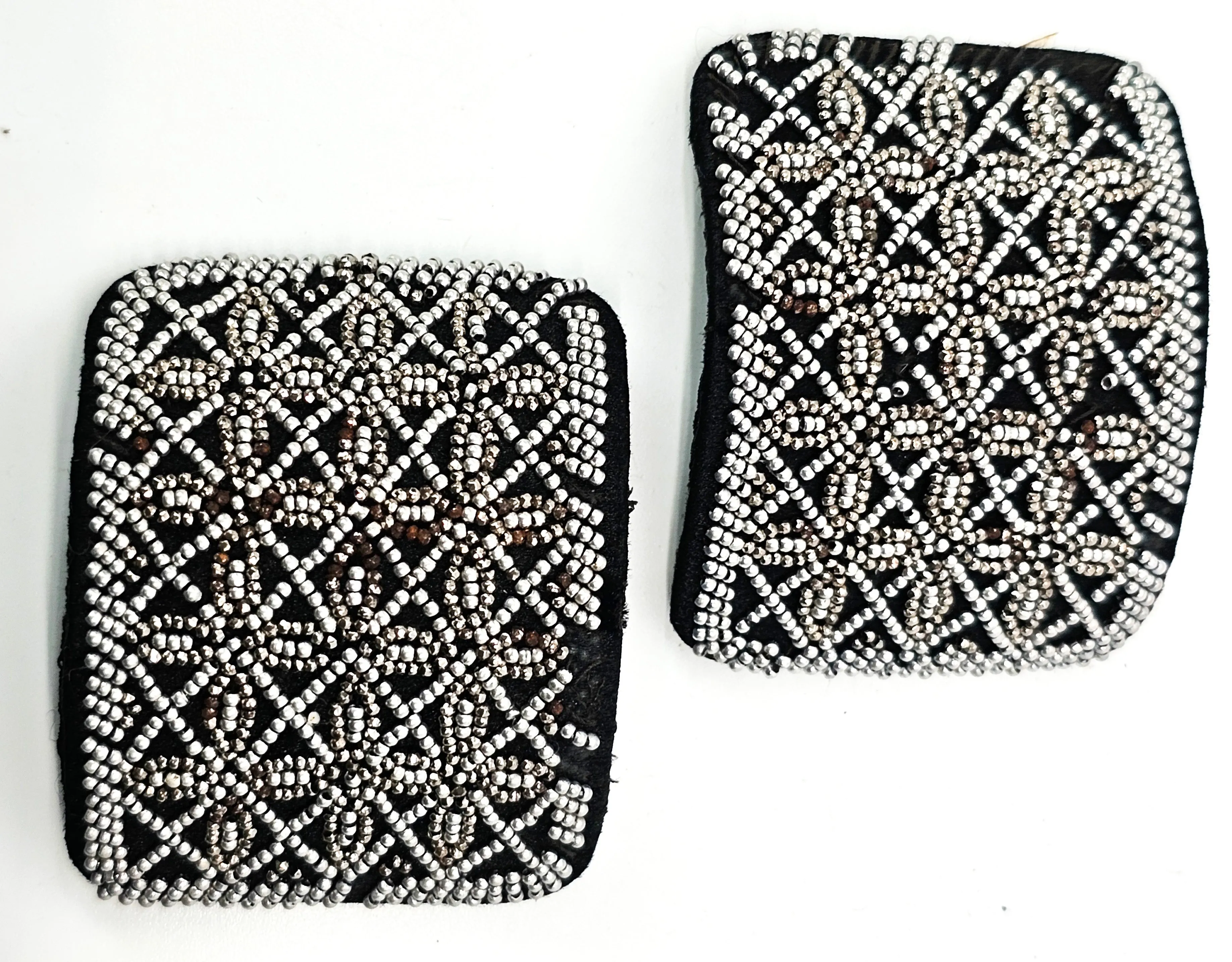 Art Deco French Steel Cut Sacred Geometry antique shoe clips pair