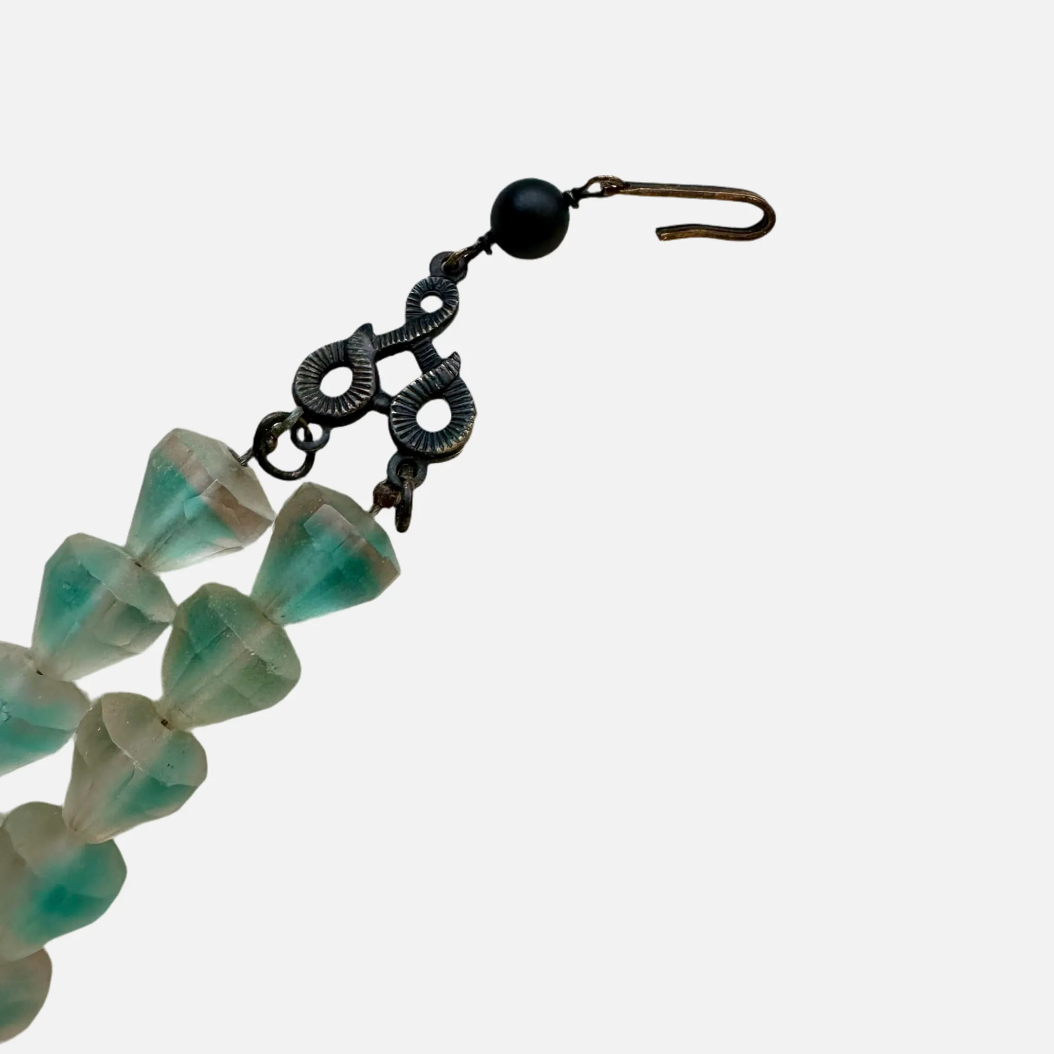 Art Nouveau Belt Clip & Czech Glass Bead Necklace (53)