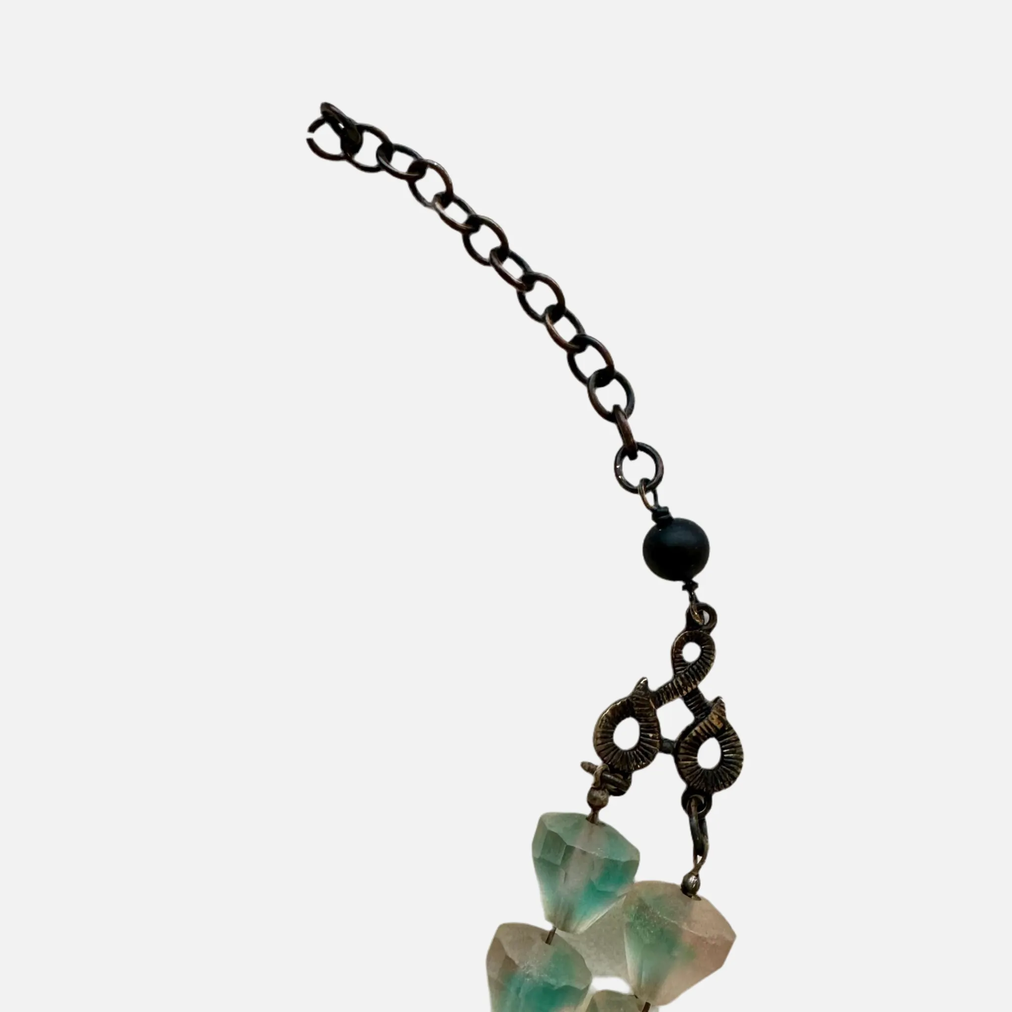 Art Nouveau Belt Clip & Czech Glass Bead Necklace (53)