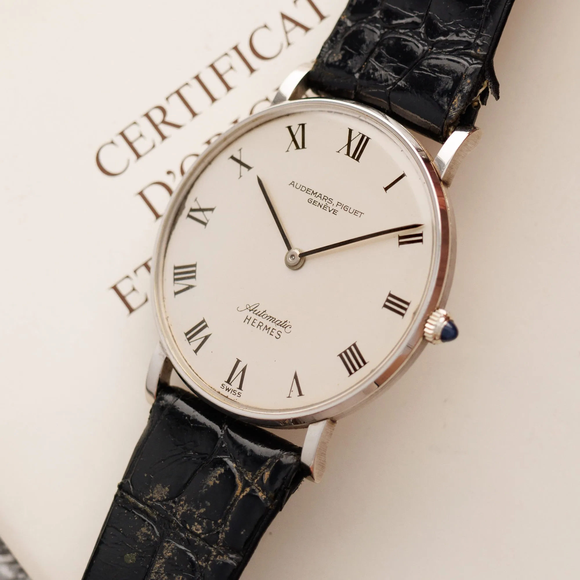Audemars Piguet White Gold Automatic Watch Retailed by Hermes