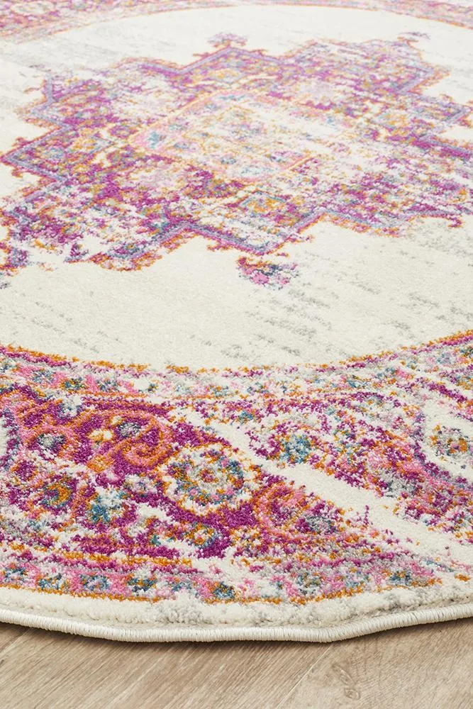 Babylon 211 Pink  Round Rug