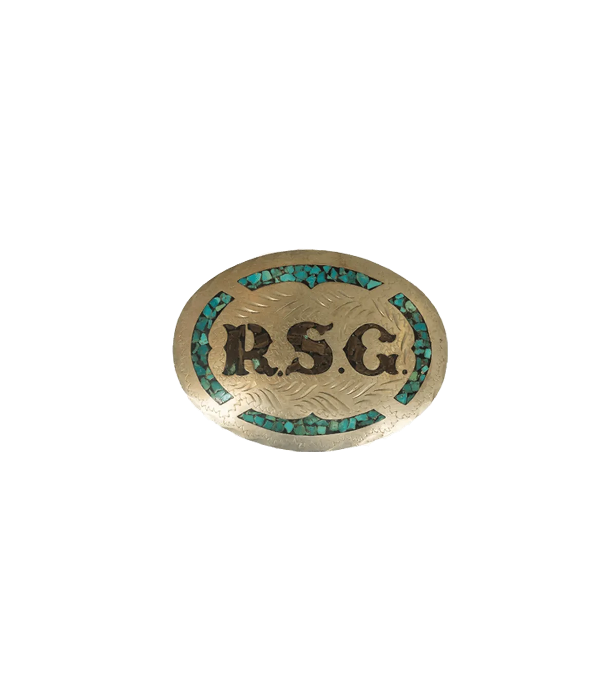 BAMxMC Vintage Little White Dove Silver and Crushed Turquoise Belt Buckle