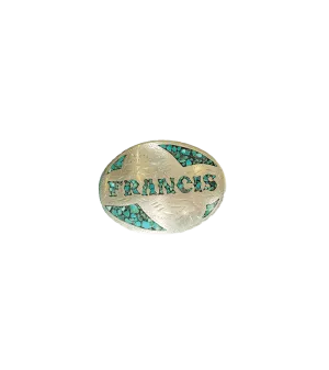 BAMxMC Vintage Silver and Turquoise Belt Buckle