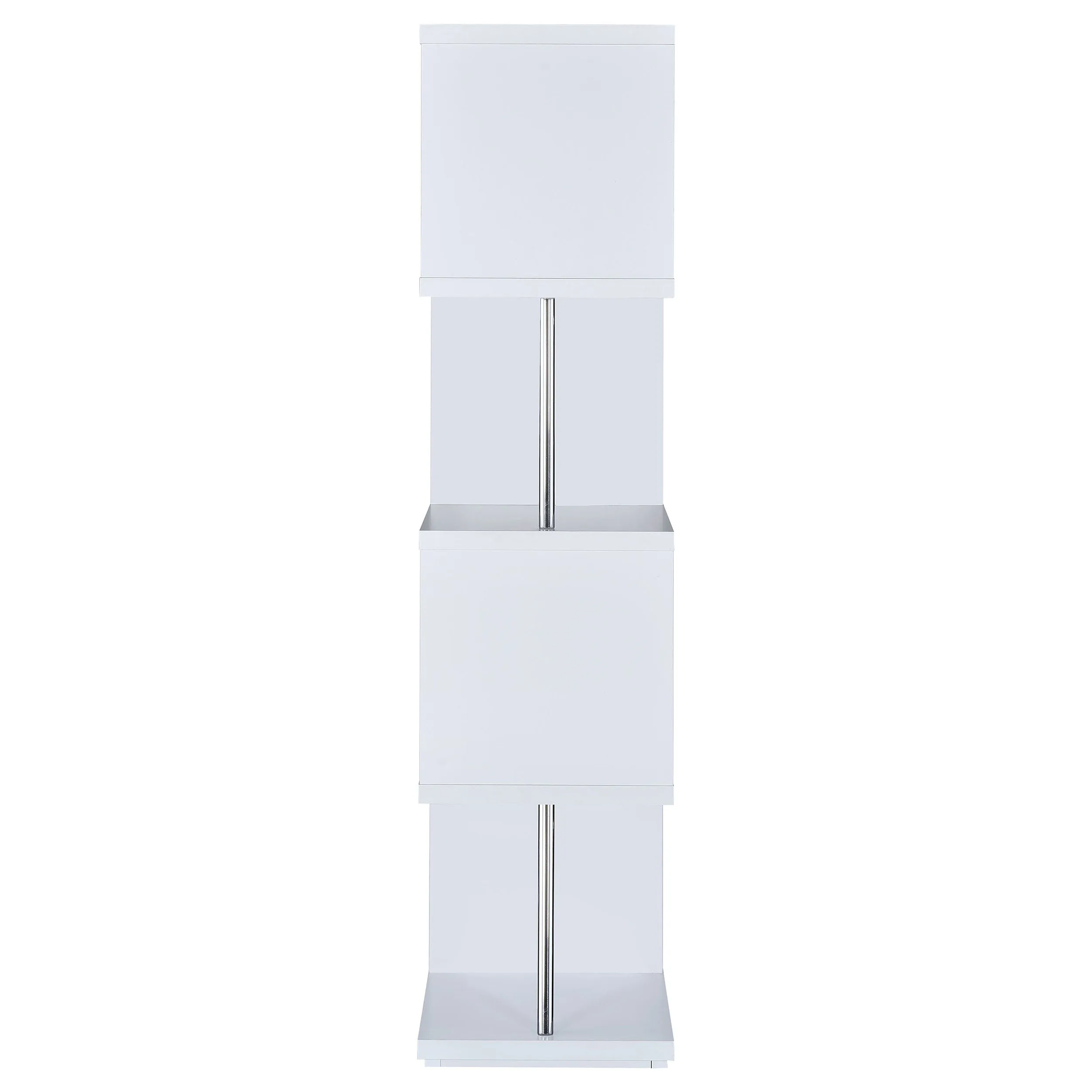 Baxter 67-inch 4-shelf Bookshelf White and Chrome