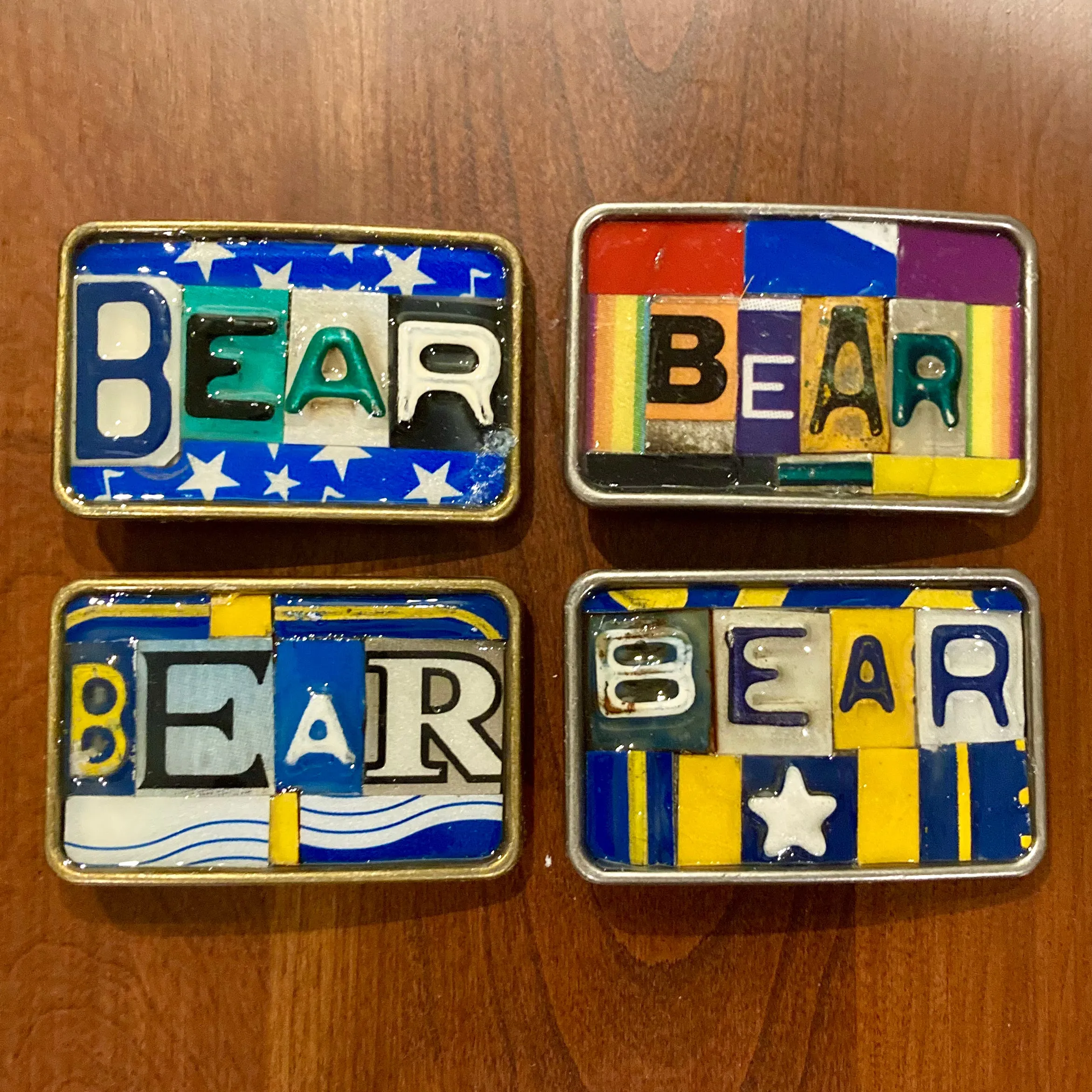 Bear Upcycled License Plate Belt Buckle