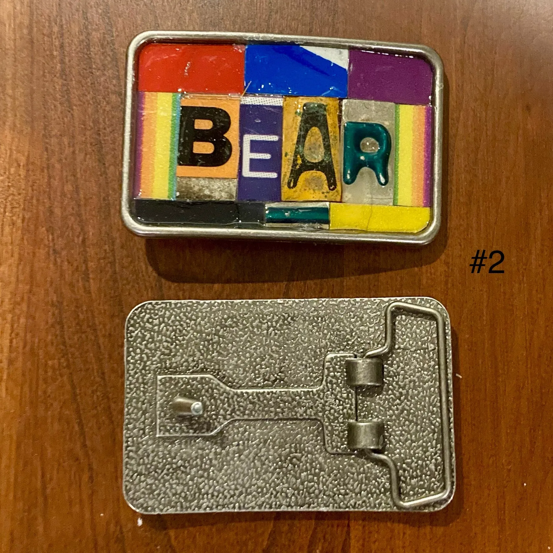 Bear Upcycled License Plate Belt Buckle