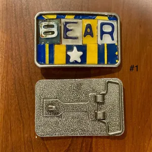 Bear Upcycled License Plate Belt Buckle