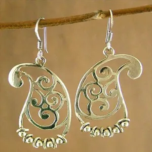 Beautiful, chic, paisley earrings with a jangling fringe of tiny rings