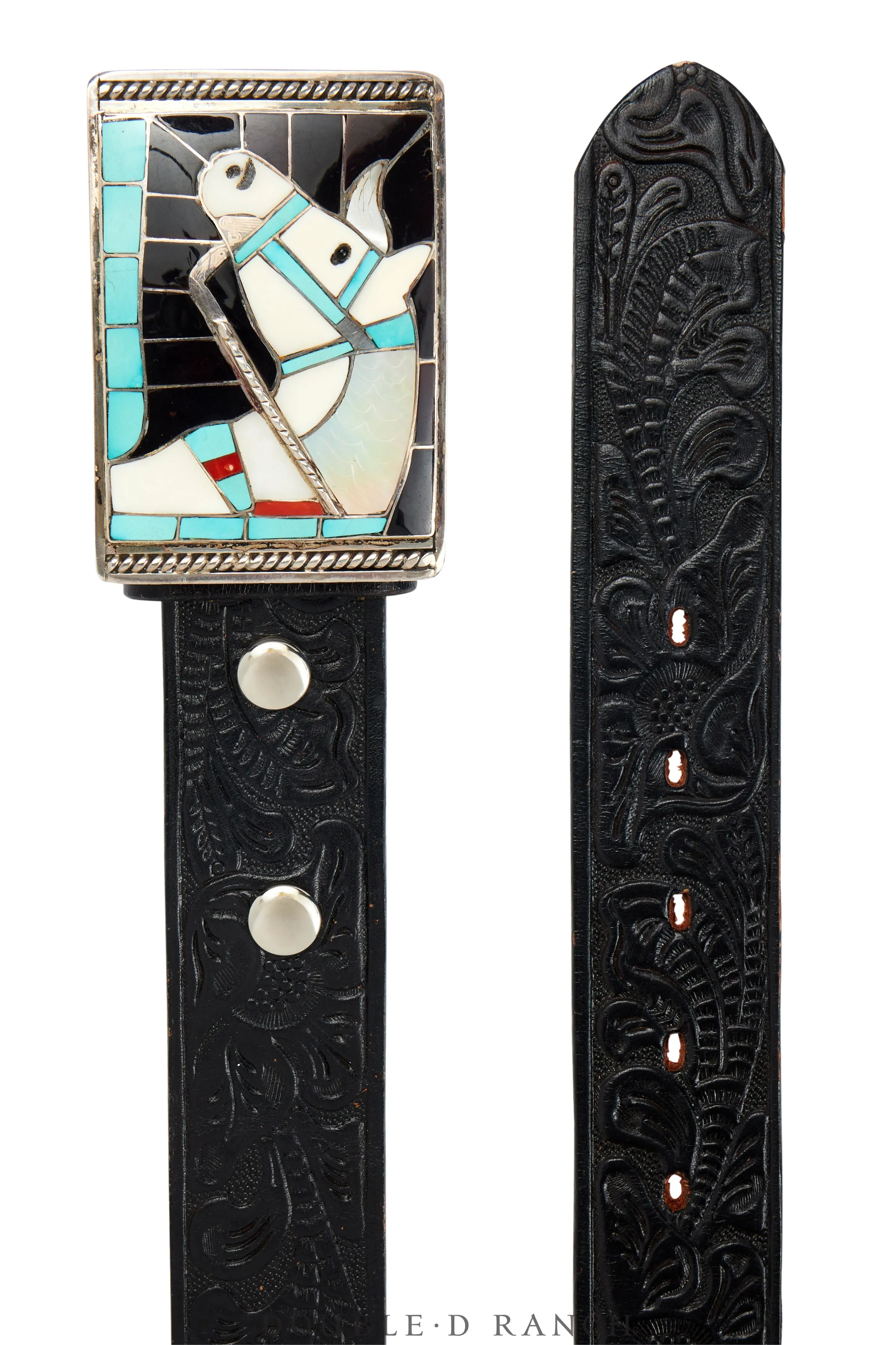 Belt, A Buckle, Inlay, Horse Profile, Hallmark, Vintage, 645