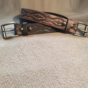 BH Men's Vintage Embossed Leather Western Belt #603